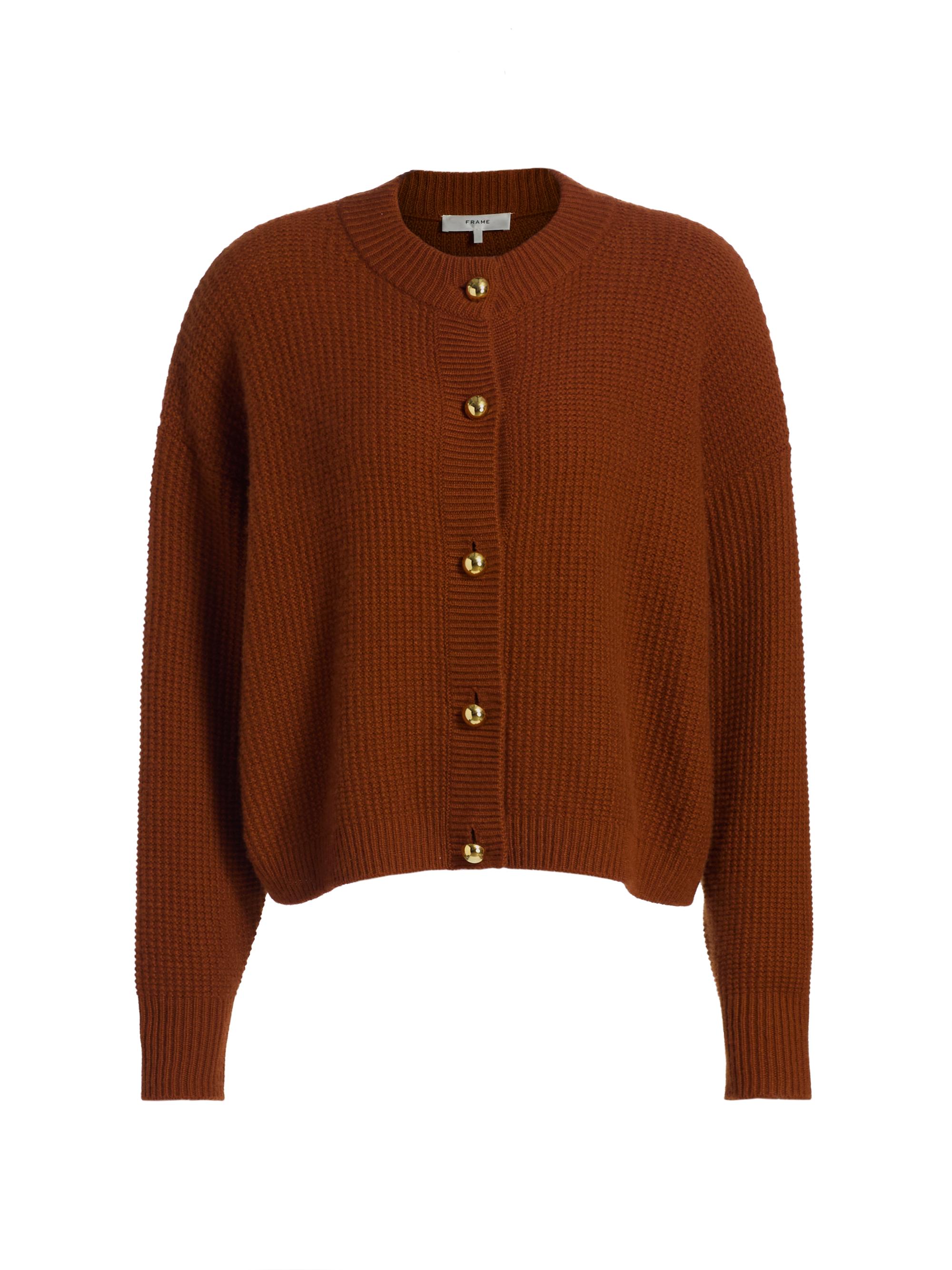 FRAME Women's The Femme Wool-Cashmere Cardigan - Rust | Thumbnail 8