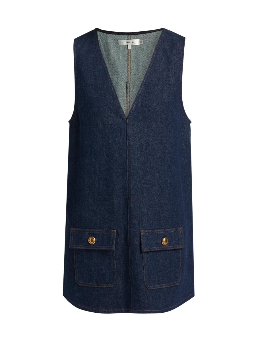warehouse denim pinafore dress WAREHOUSE Ruffle Pinafore Denim Dress
