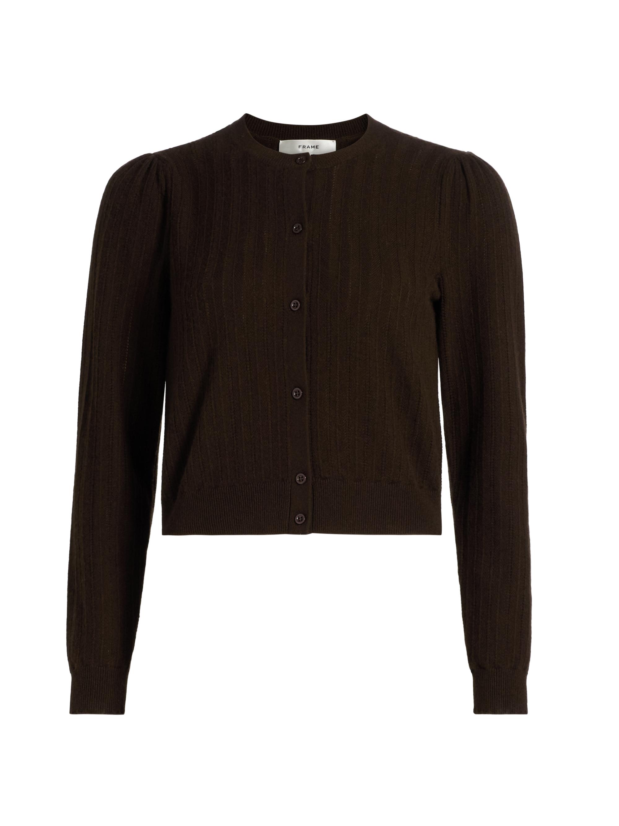 FRAME Women's The Ladder Pointelle Cardigan - Coffee