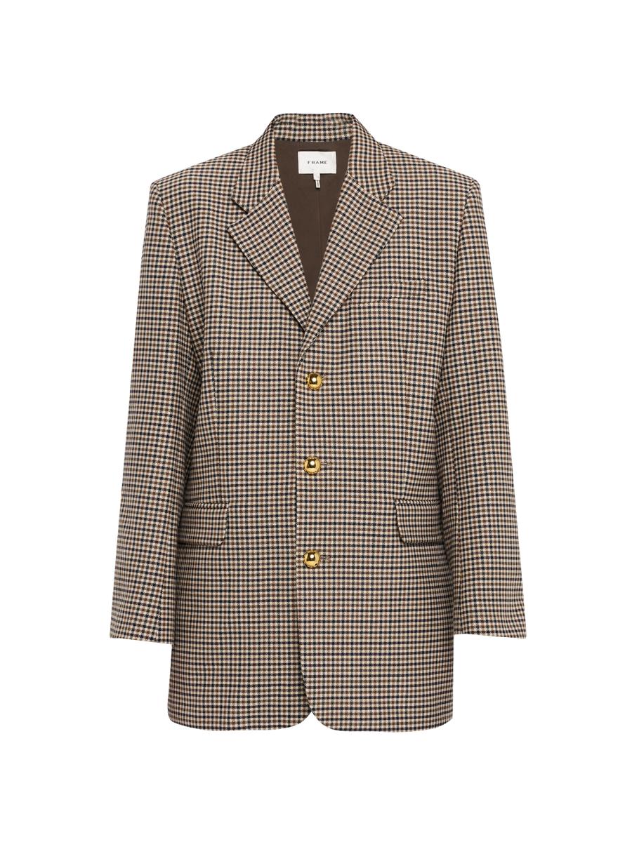 Frame Women's The Houndstooth Wool-blend Blazer In Blue