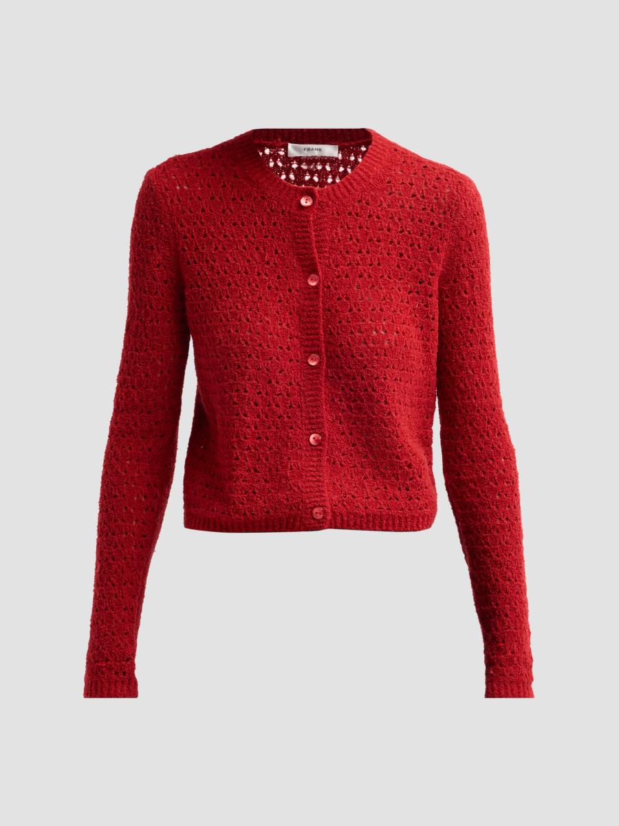 Frame Women's The Chenille Wool Cardigan In Lipstick