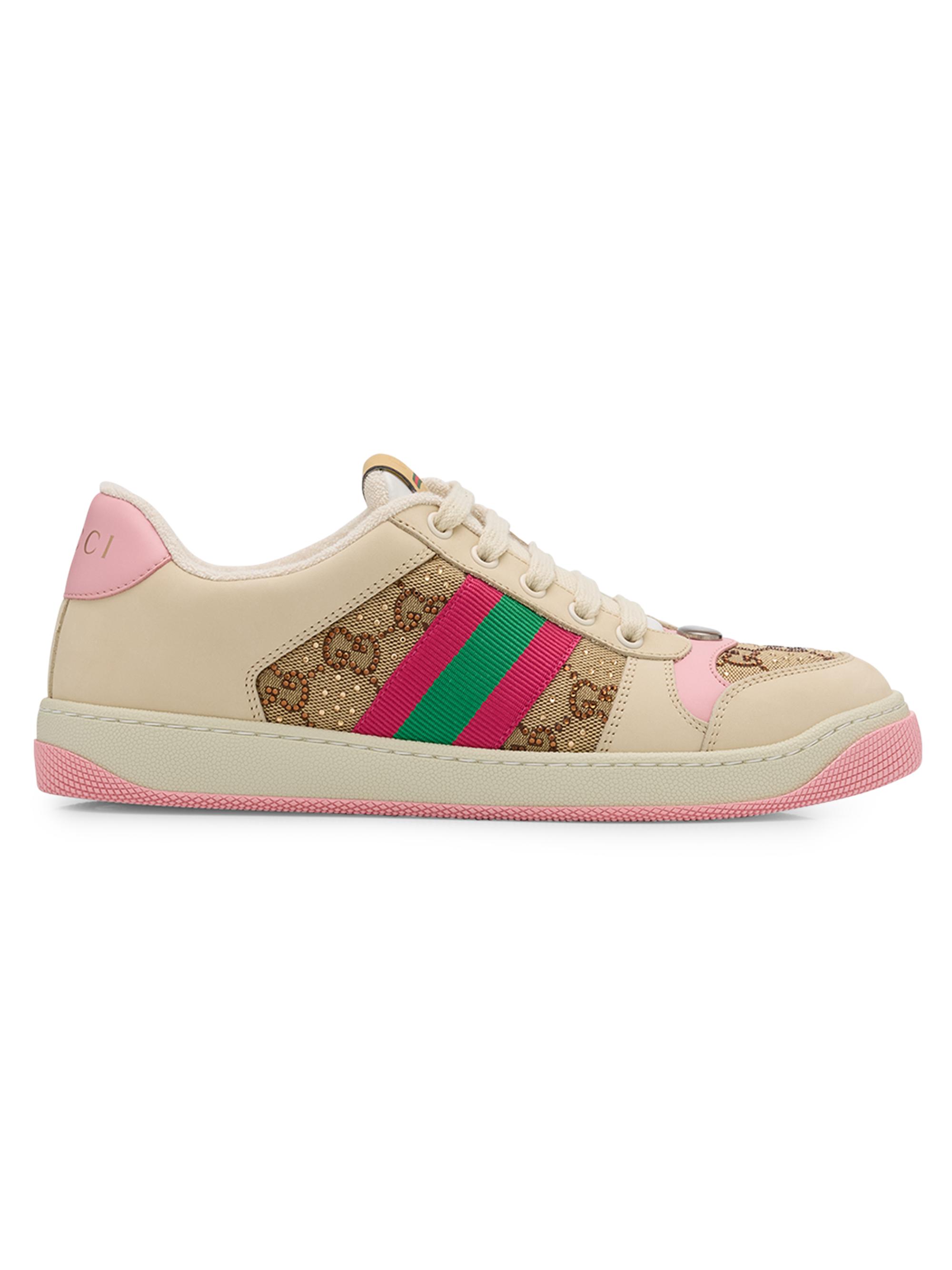 Gucci Women's GG Crystal-Embellished Canvas Sneakers - Camel