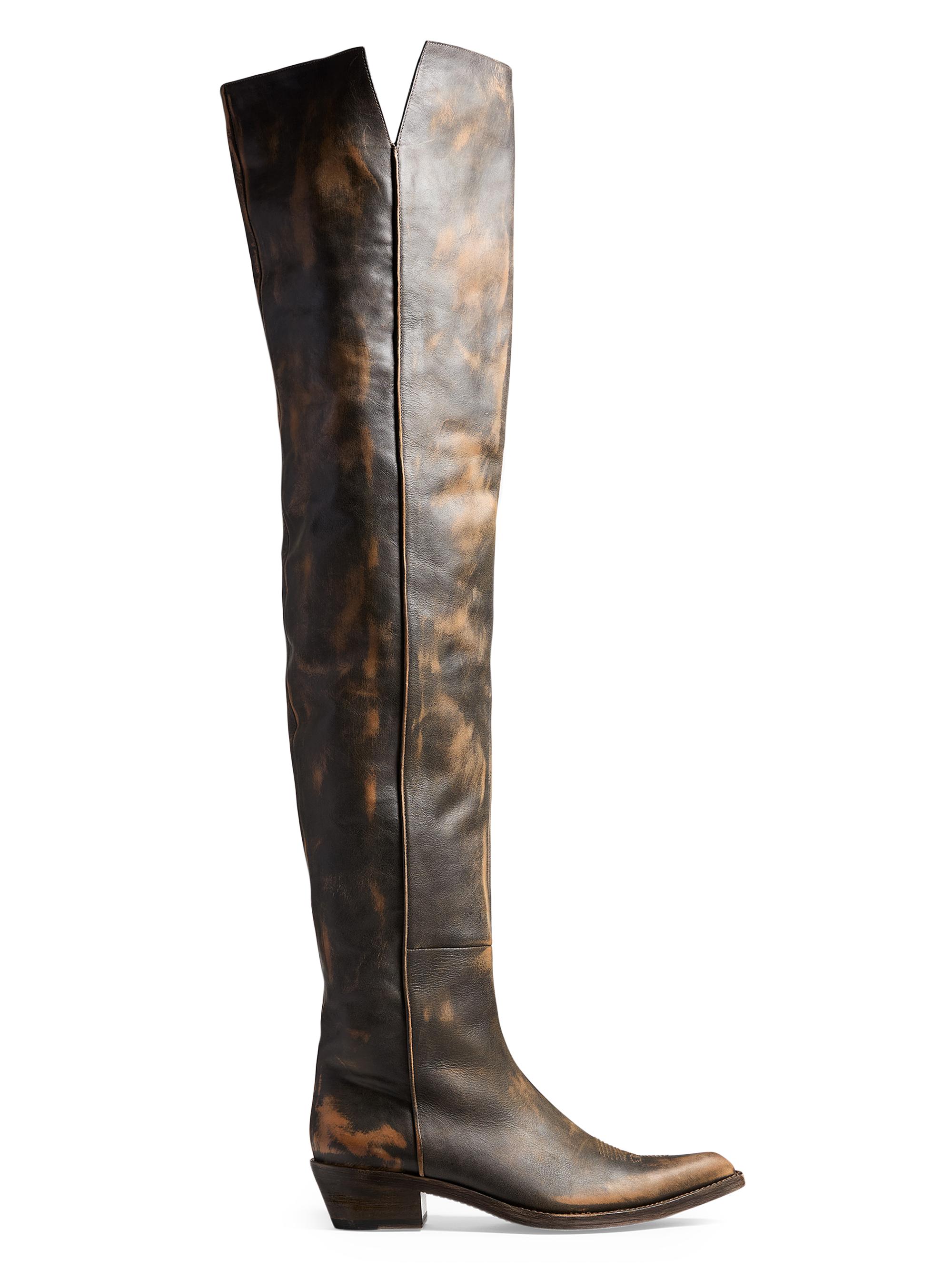 Khaite Women's Clive Vintage Leather Over-the-Knee Boots - Vintage Black