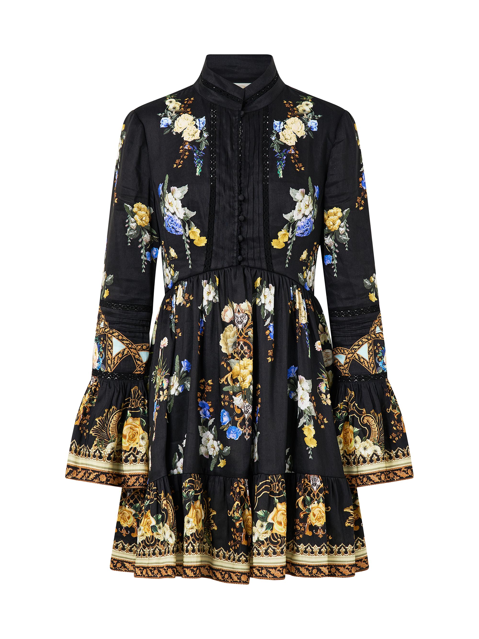 Ottoman Elegance Linen-Silk Minidress