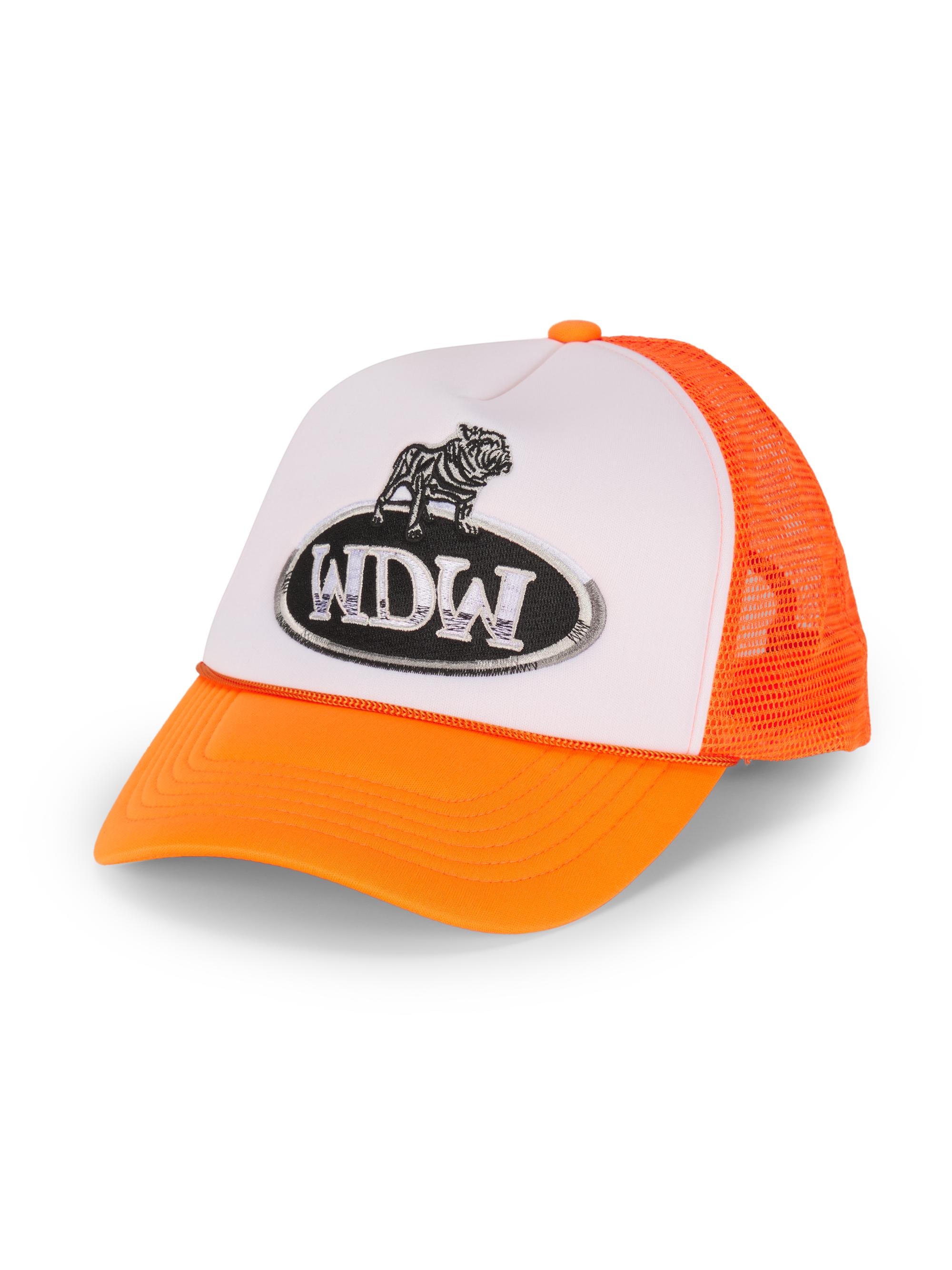 Who Decides War Men's Dale Logo Trucker Hat - Tangerine Multi