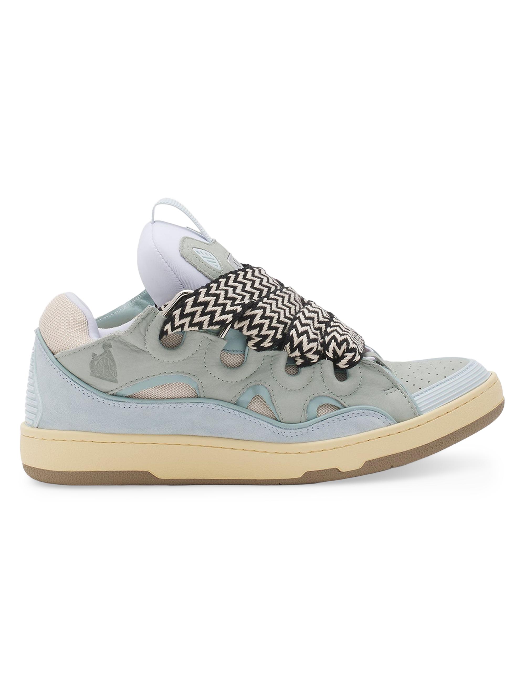 Lanvin Leather Curb Sneakers - Pale Blue
