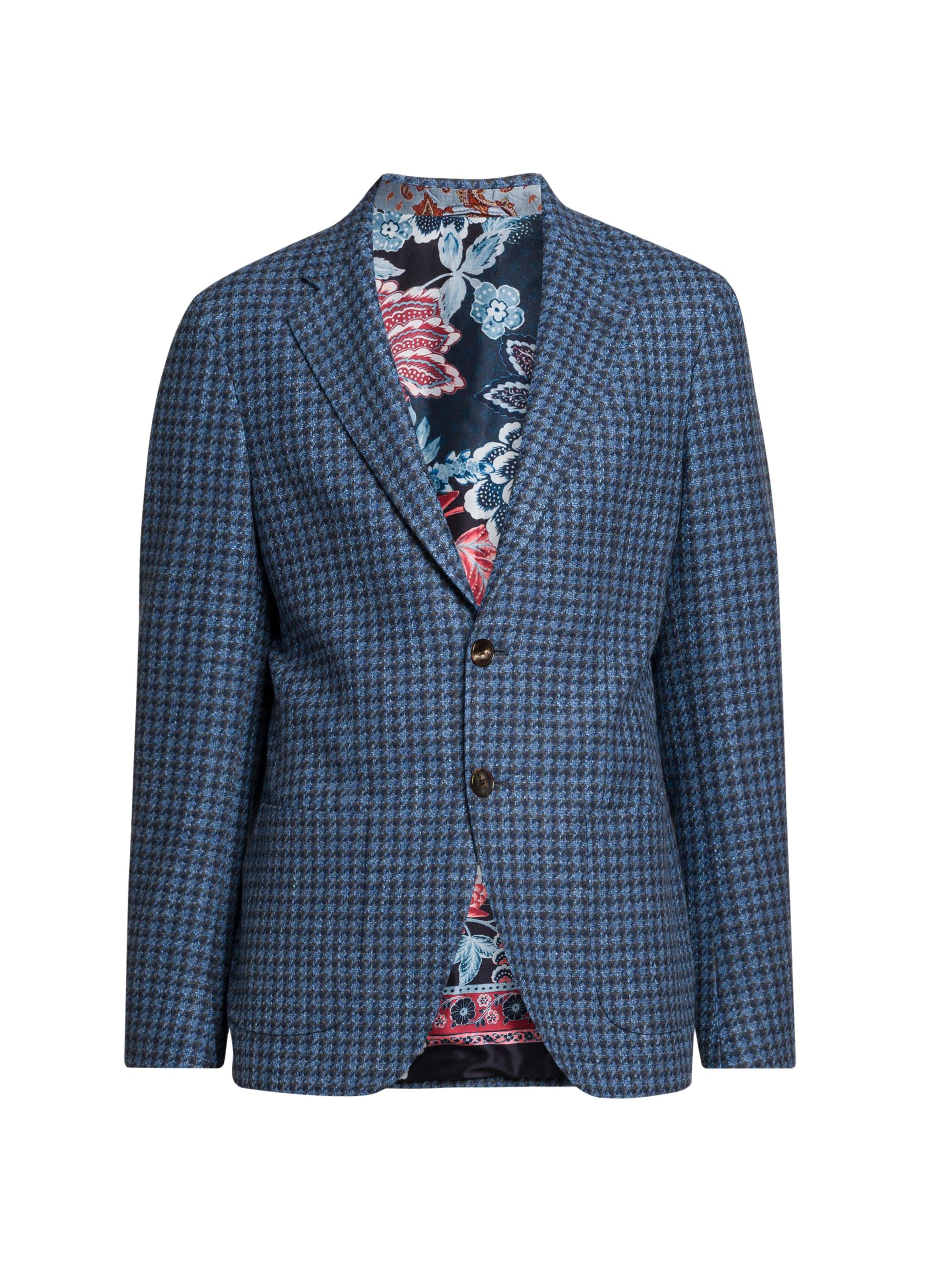 Etro Men's Houndstooth Wool-Blend Blazer - Multicolor Blue