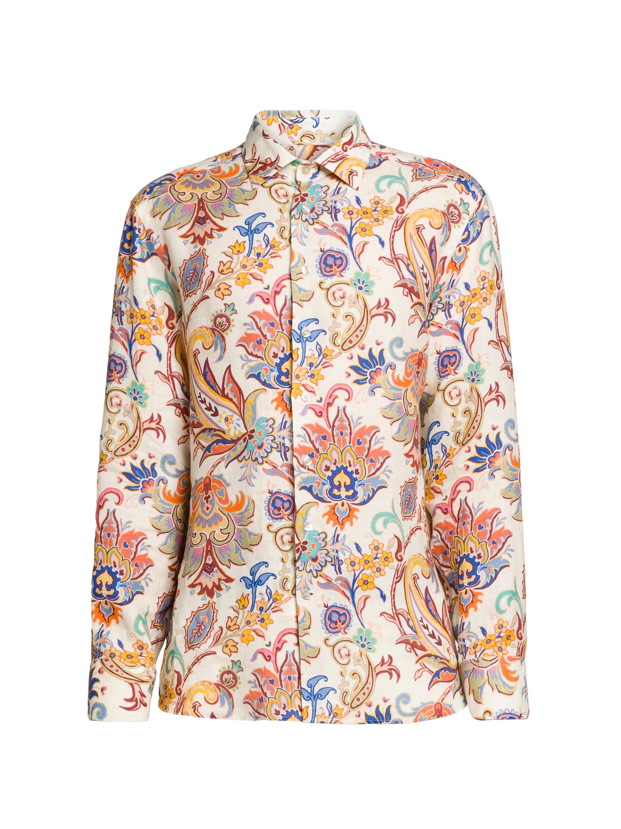 Etro Men's Paisley Linen Shirt - Stampa Beige