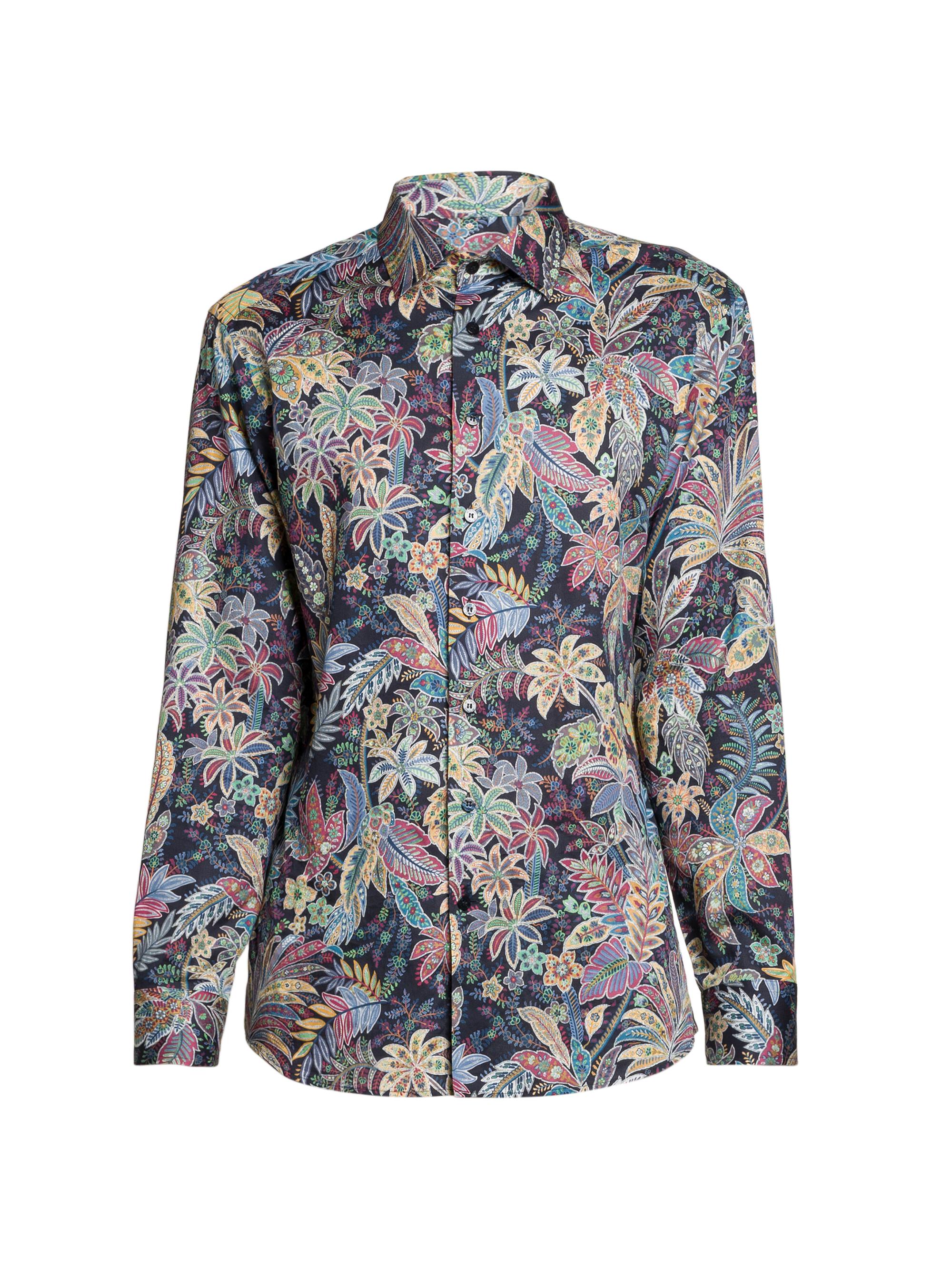 Etro Men's Printed Cotton Shirt - Printed Blue Base