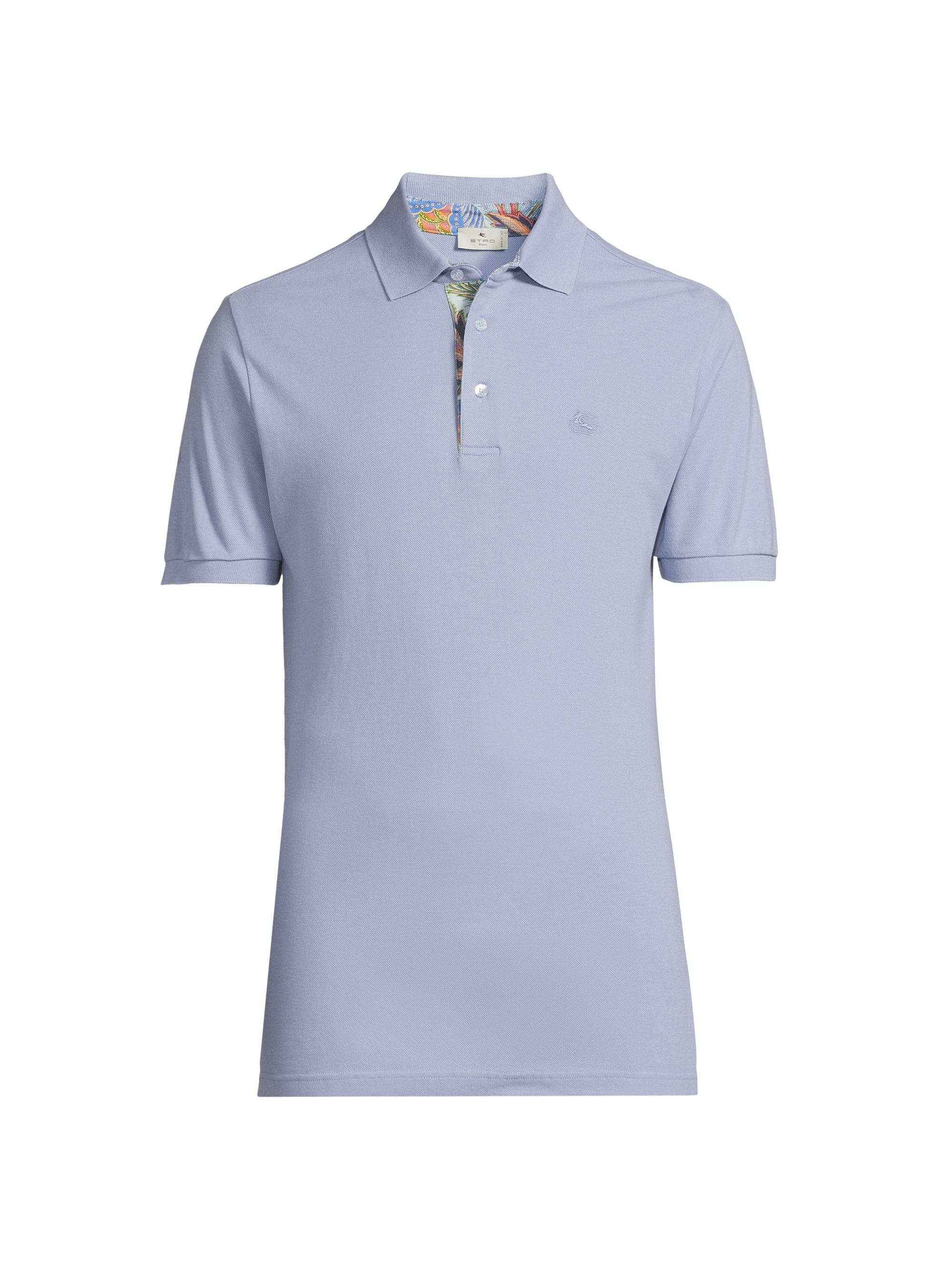 Etro Men's Piqué Cotton Polo Top - Lilac