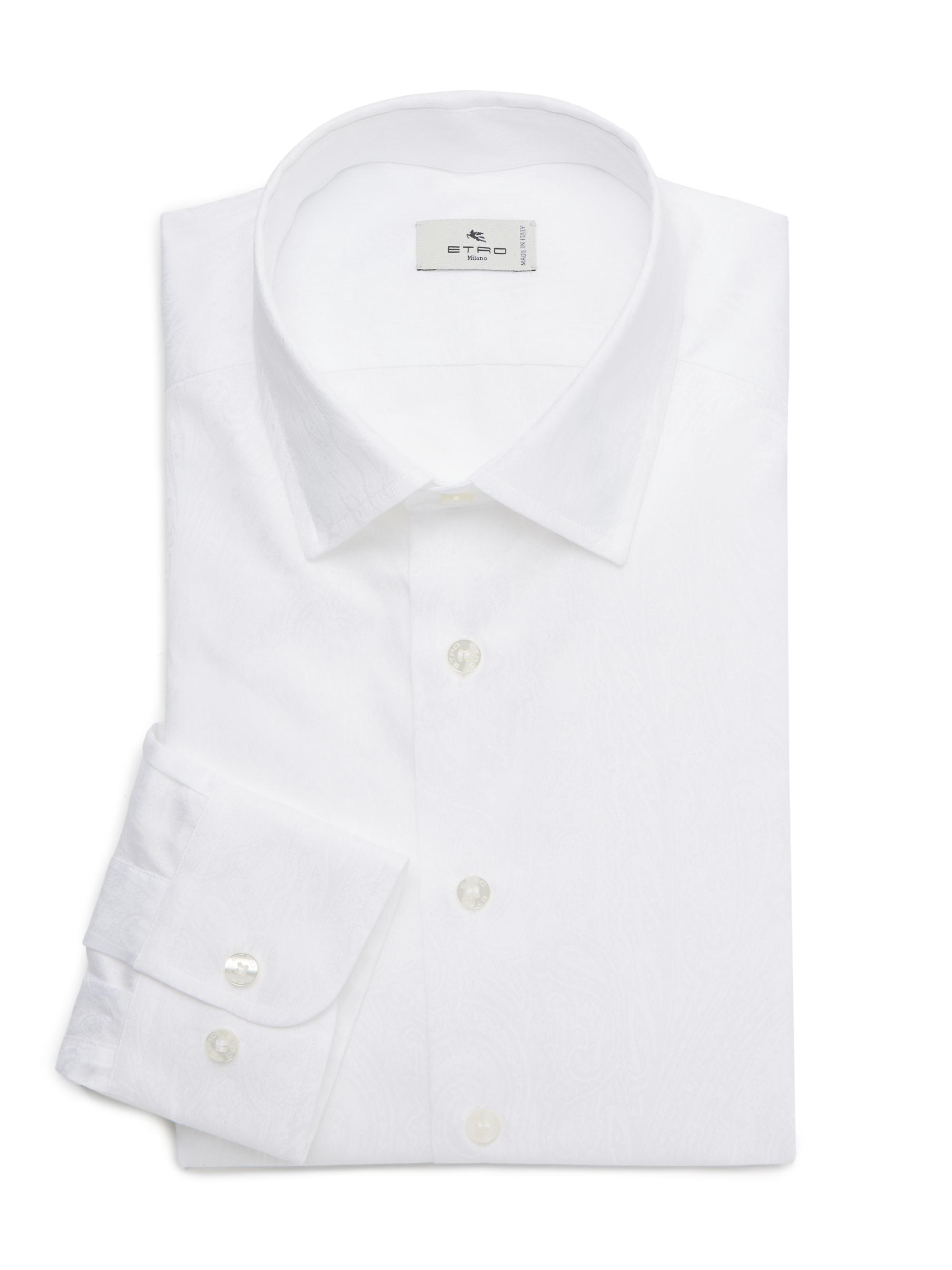 Etro Men's Tonal Paisley Dress Shirt - Optical White