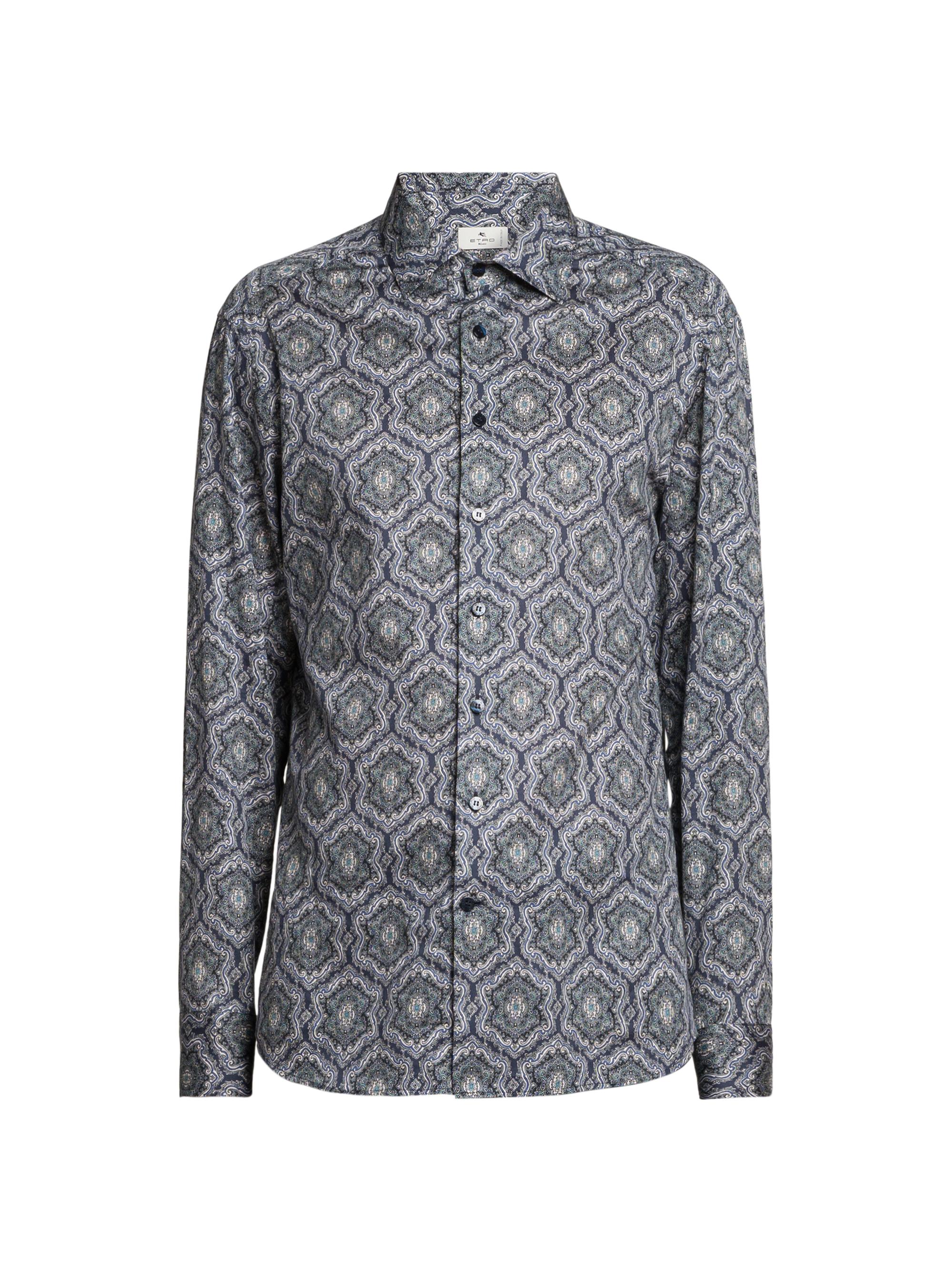 Etro Men's Medallion Printed Cotton Button-Front Shirt - Printed Blue Base