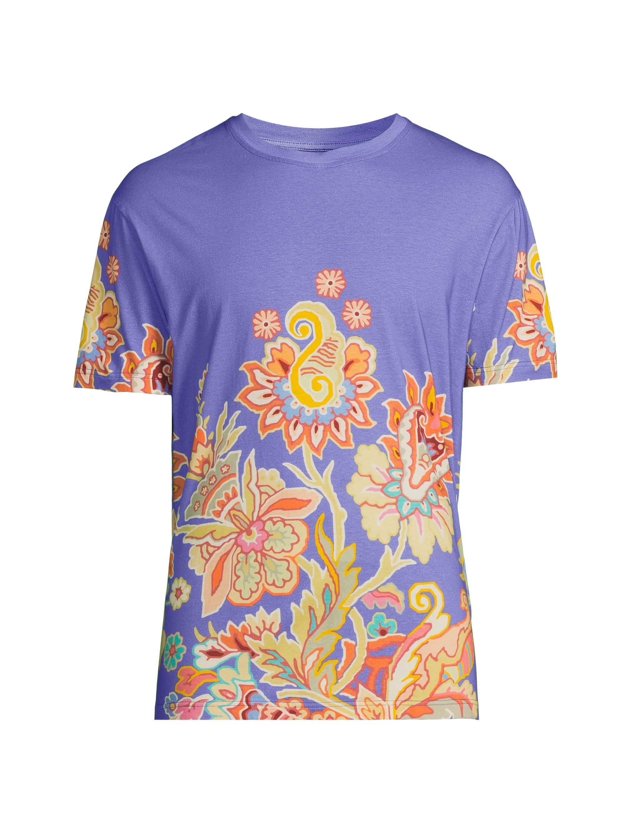 Etro Men's Paisley Cotton T-Shirt - Printed Azure Base
