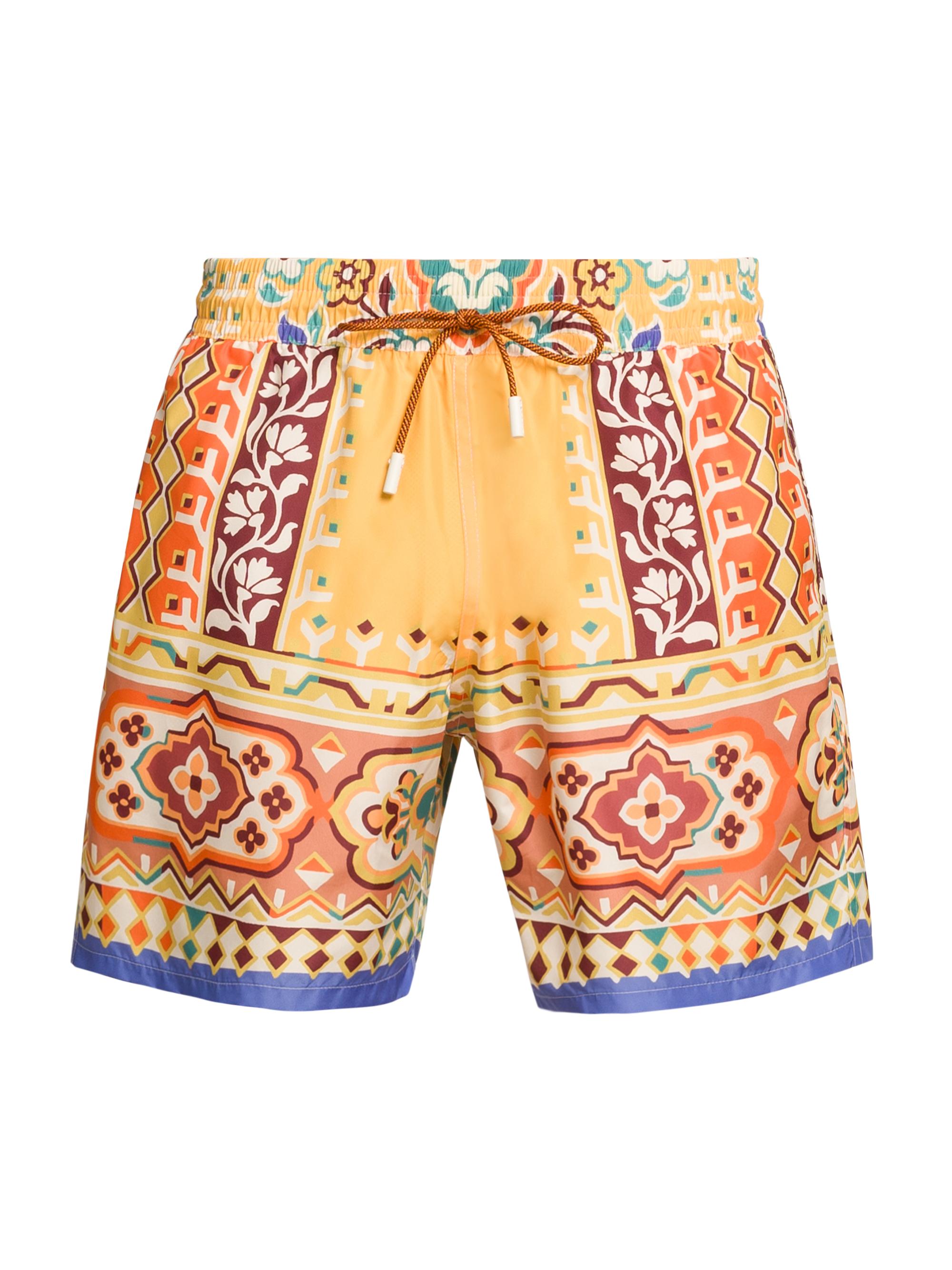 Etro Men's Tile Printed Swim Shorts - Stampa Bianco