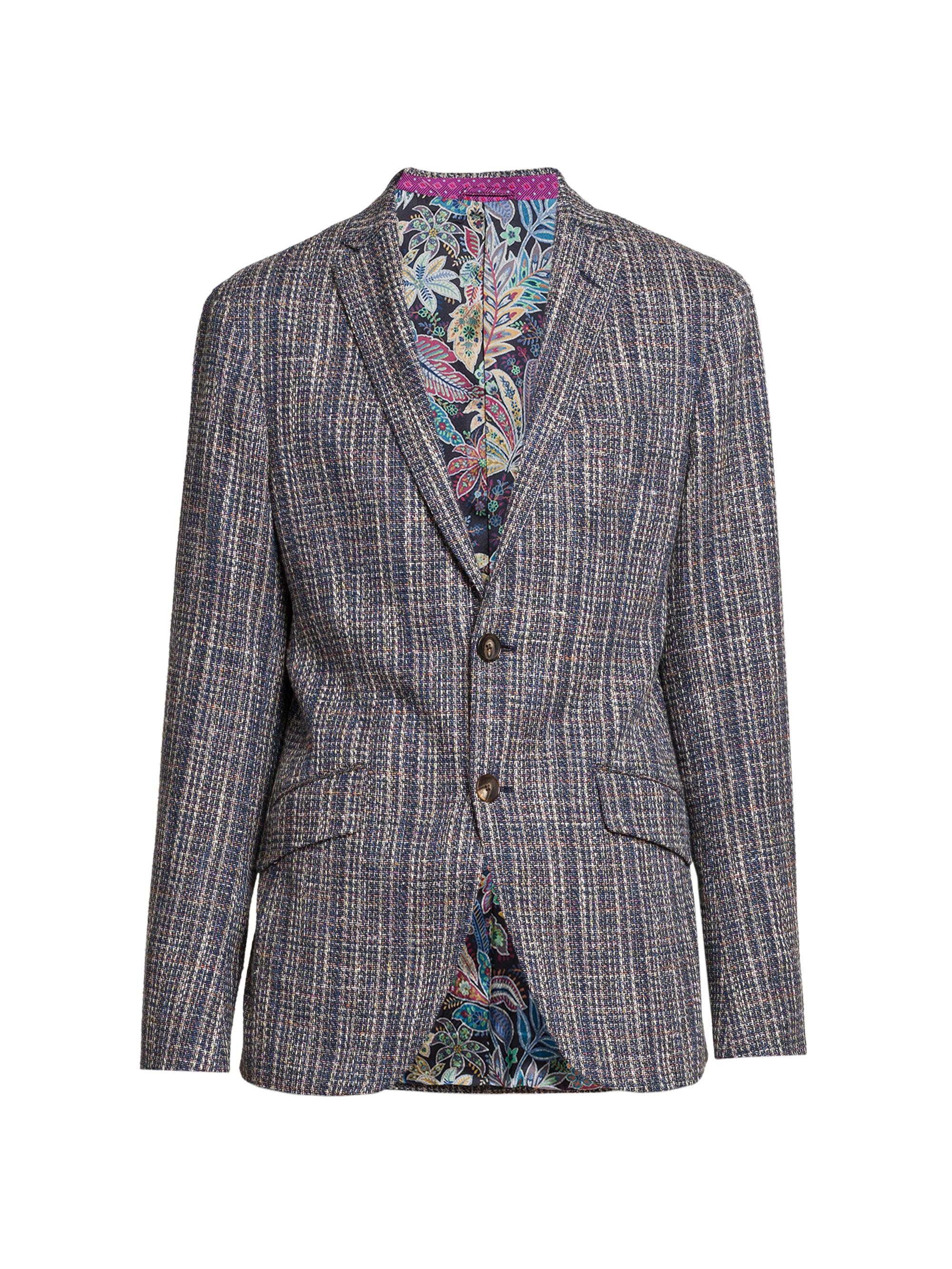 Etro Men's Textured Stretch-Cotton Blazer - Multicolor Blue
