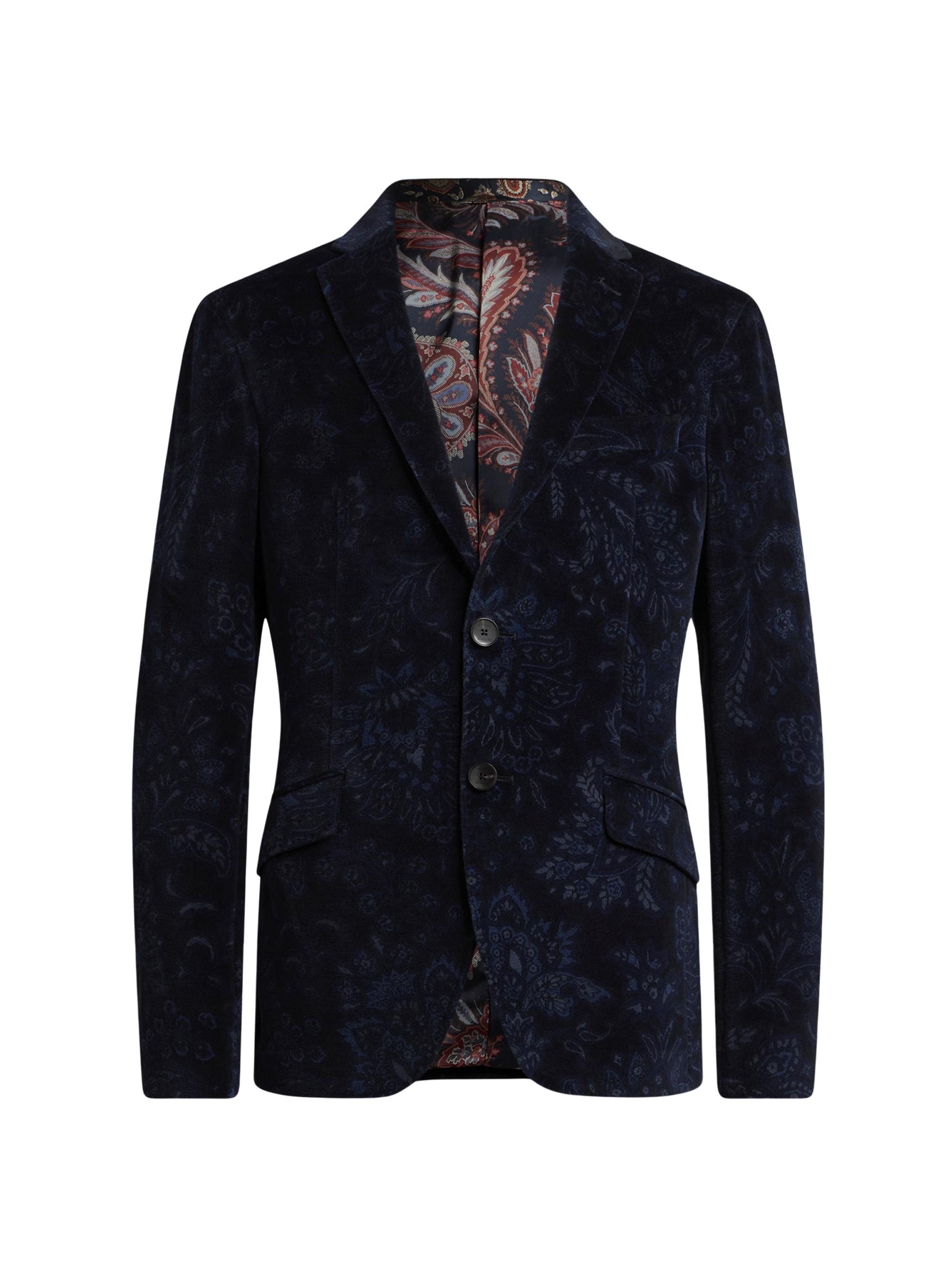 Etro Men's Paisley Velvet Single-Breasted Jacket - Dark Blue