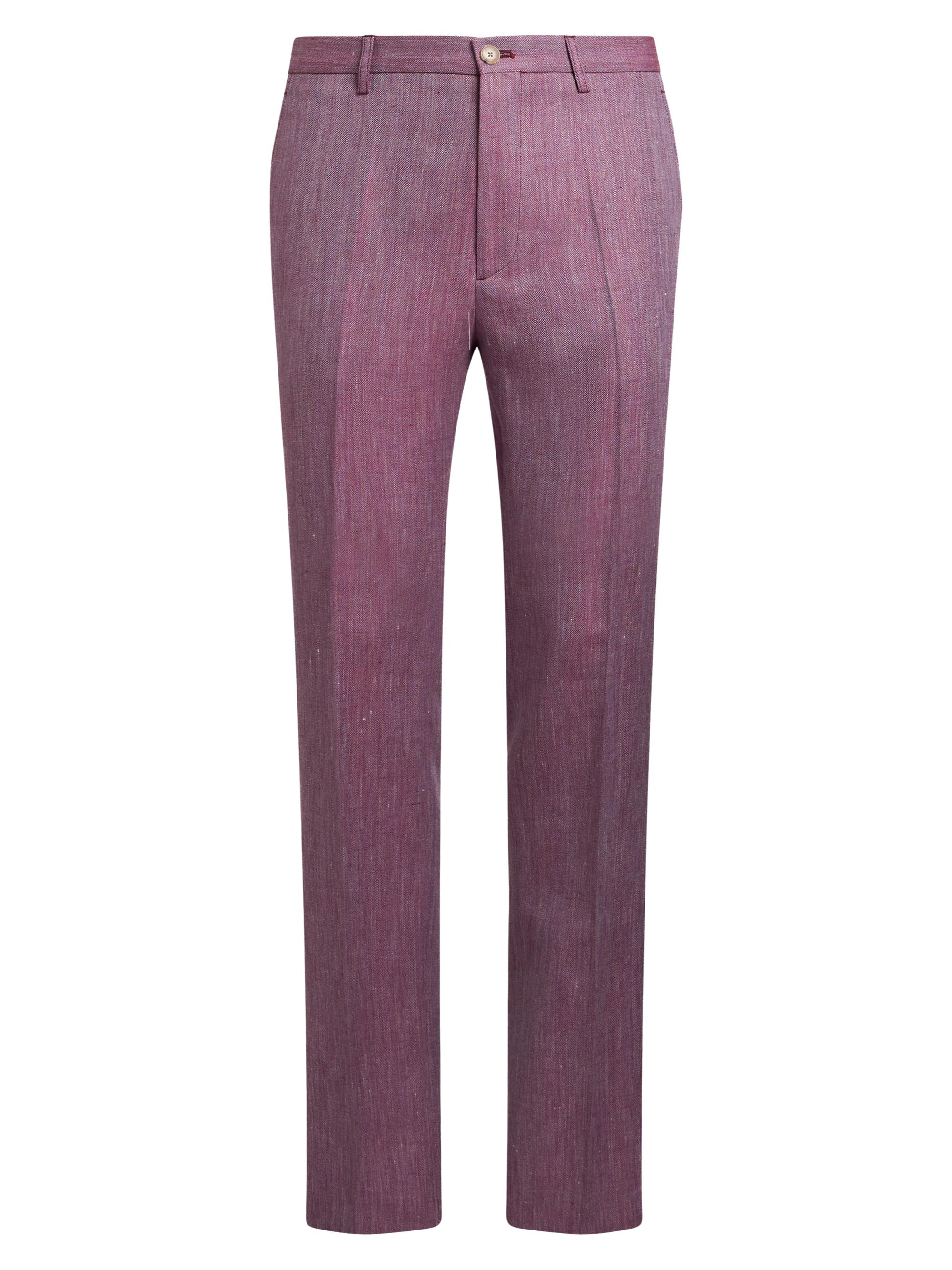 Etro Men's Herringbone Linen-Wool Mid-Rise Straight-Leg Pants - Pale Auber