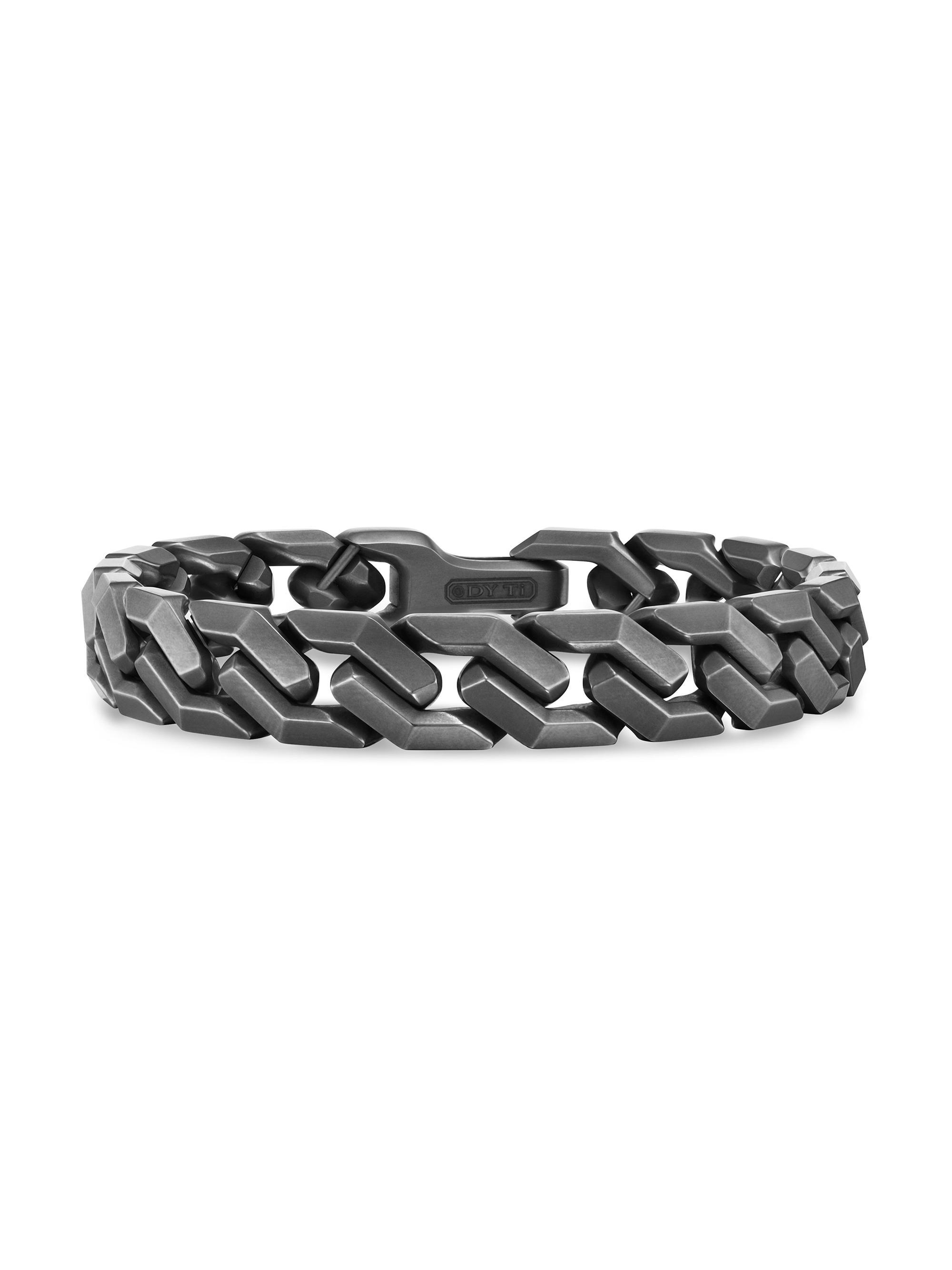 David Yurman Men's Curb Chain Angular Link Bracelet in Titanium, 11.5MM - Silver