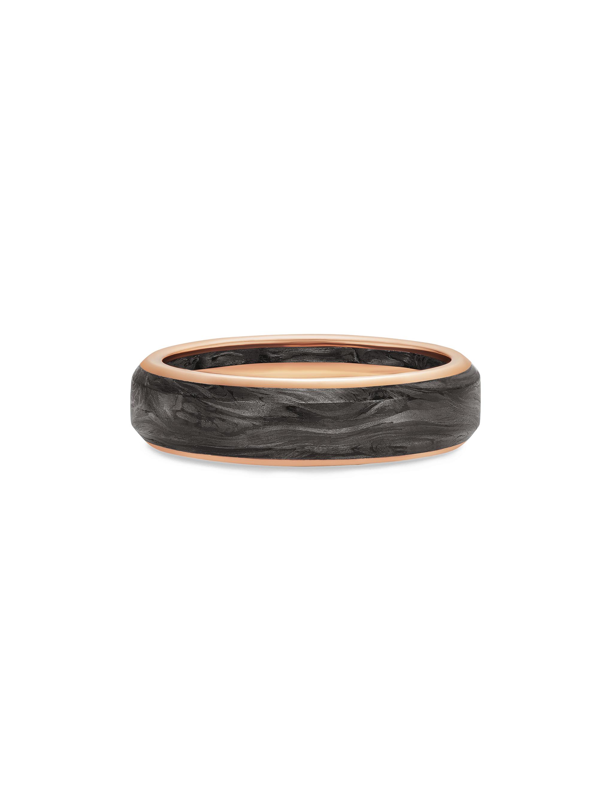 David Yurman Men's Streamline Band Ring in 18K Rose Gold - Forged Carbon
