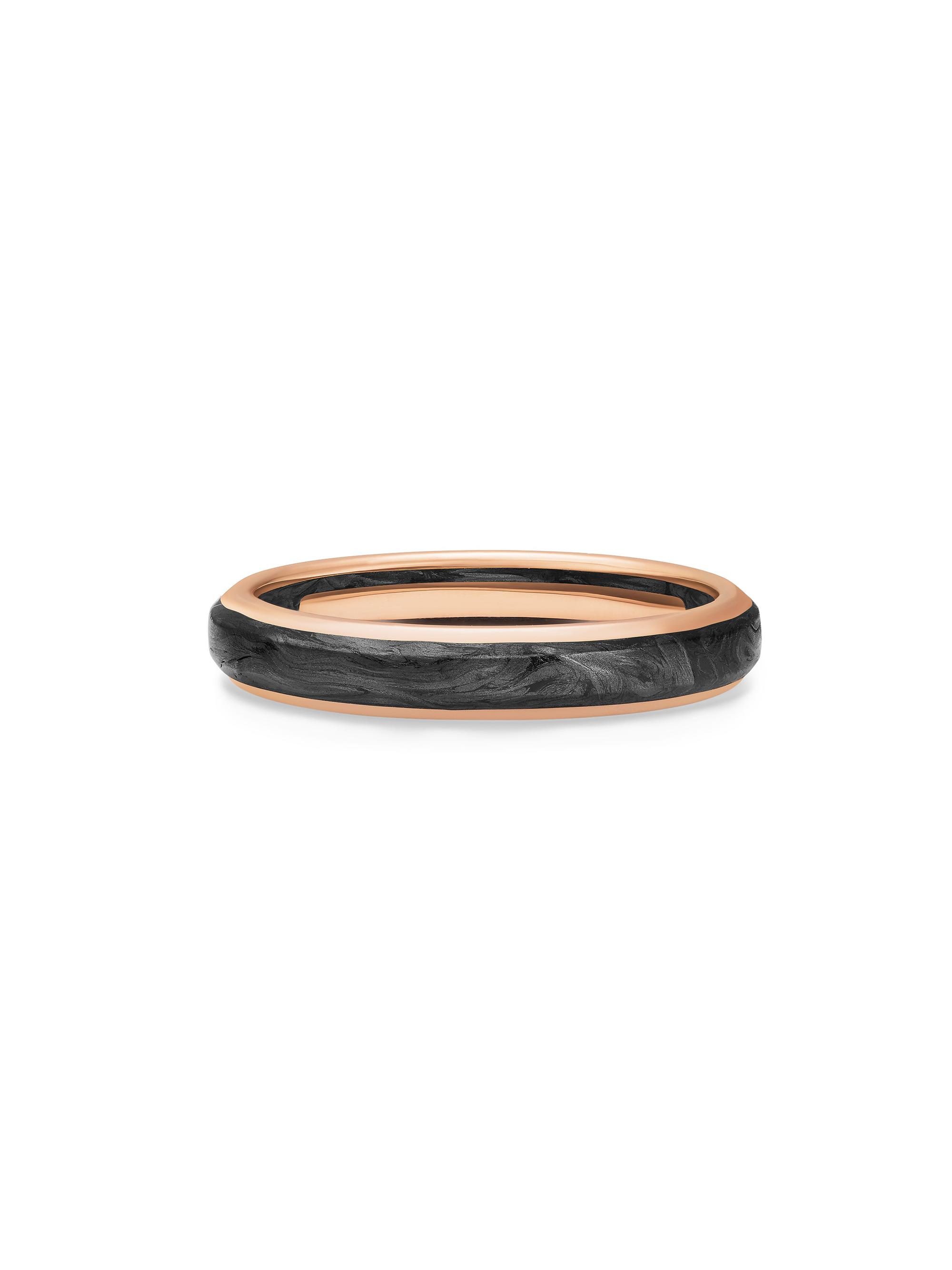 David Yurman Men's Streamline Band Ring in 18K Rose Gold - Forged Carbon