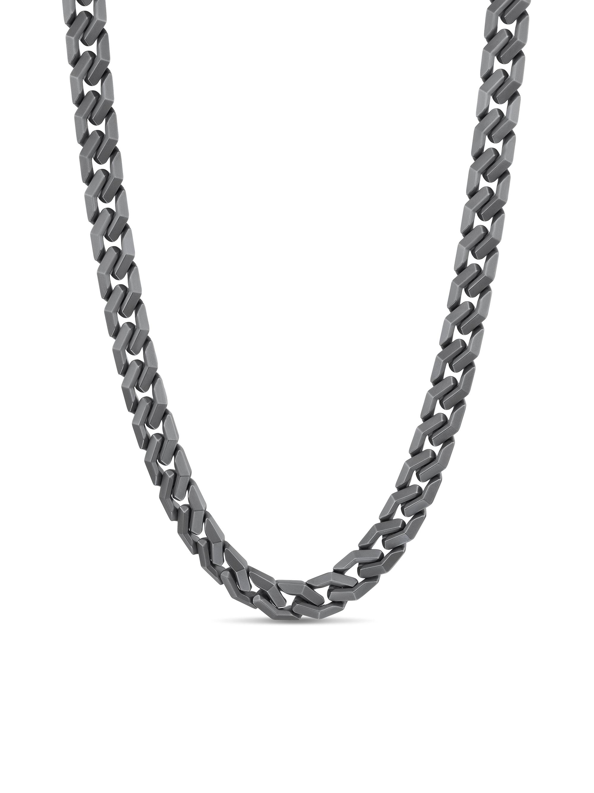 David Yurman Men's Curb Chain Angular Link Necklace in Titanium, 11.5MM - Silver