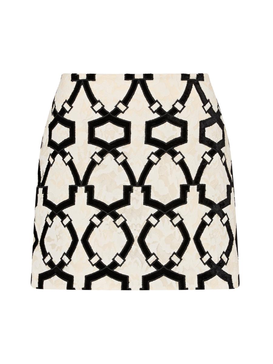 Milly Women's Jayla Flocked Velvet Lace Miniskirt In Multi