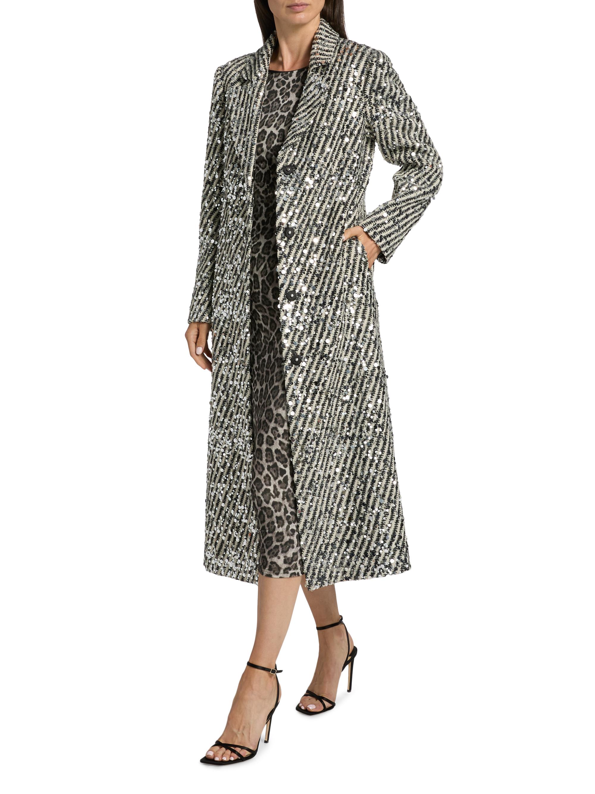 Milly Wanda Sequined Stripe Coat | Saks Fifth Avenue