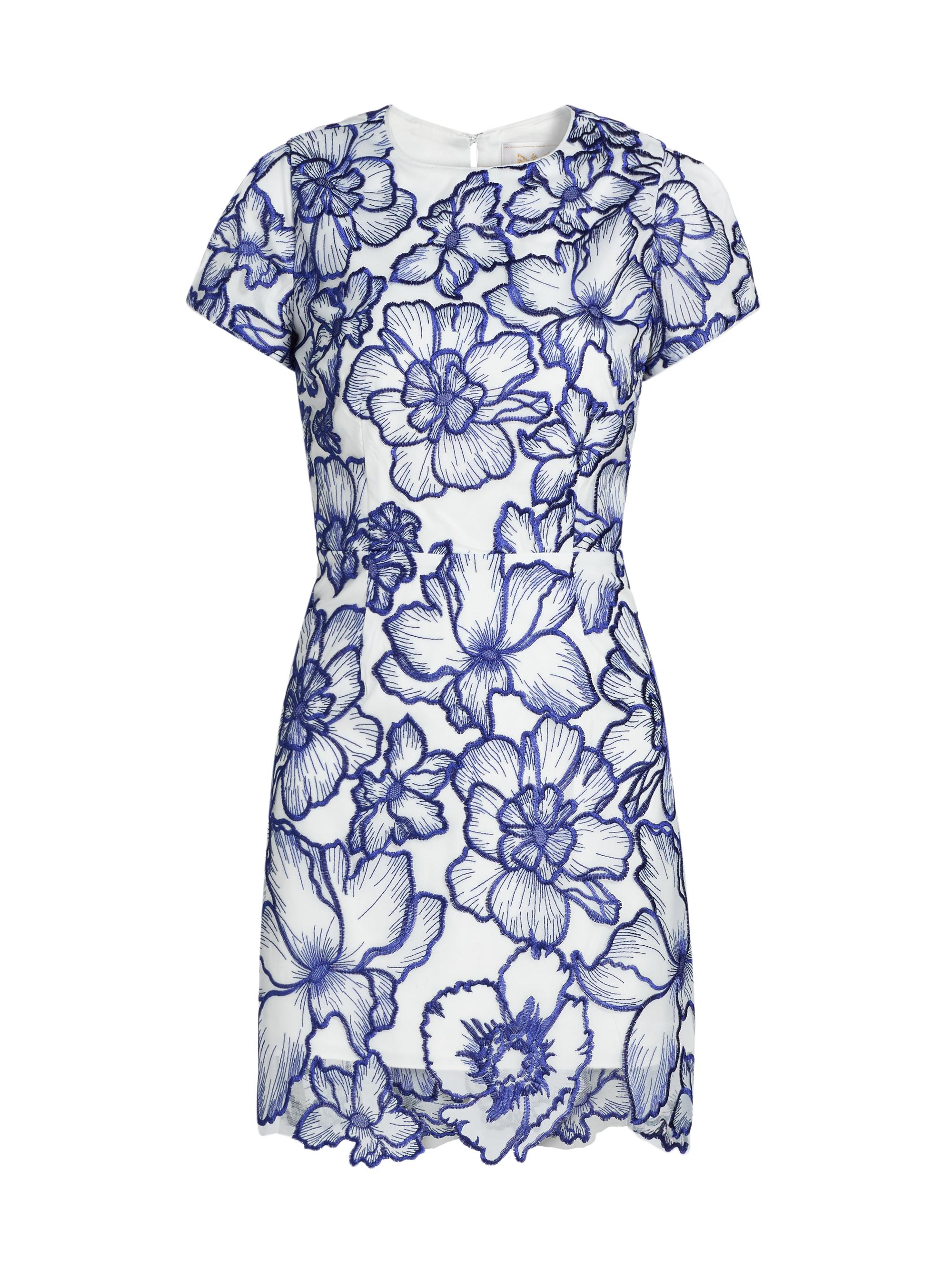 Milly Women's Kyla Floral Garden Embroidered Minidress - Blue White