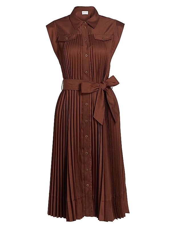 milly pleated dress Haddy Mini in Pink and a tie belt for added shape Milly Women's Haddy Pleated Minidress
