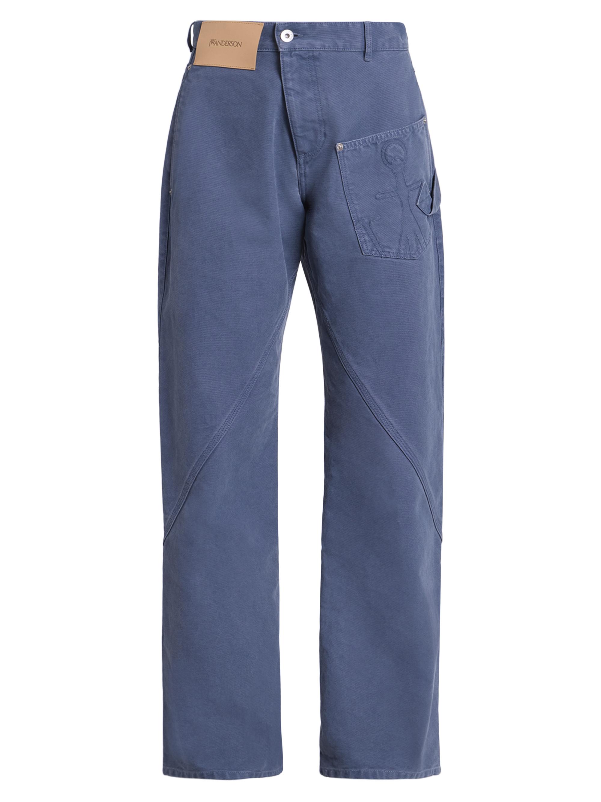JW Anderson Women's Twisted Workwear Cotton Straight-Leg Pants - Steel Blue