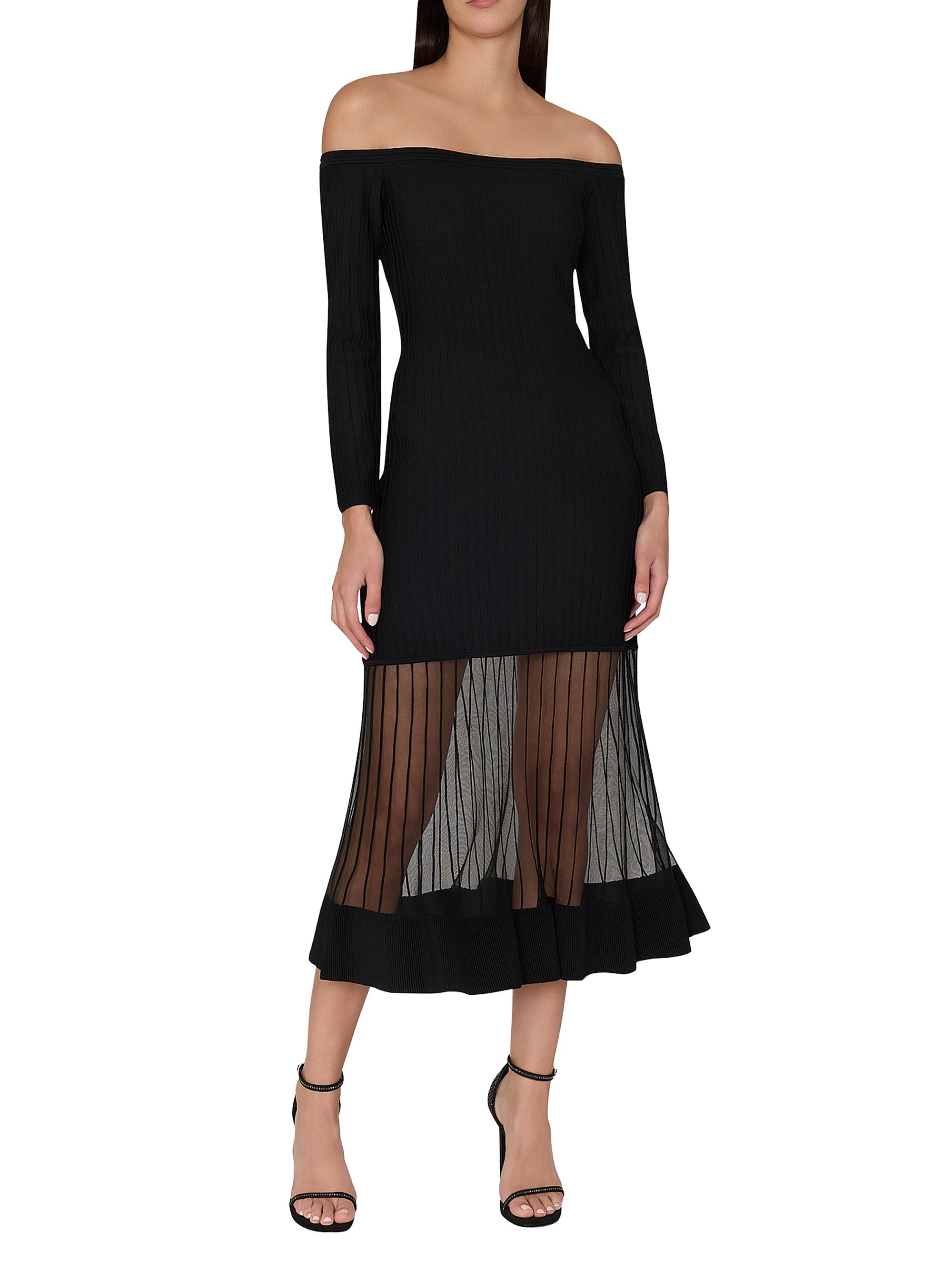 acka sheer shoulder dress ブラック Ankur Keyhole Embroidered Dress