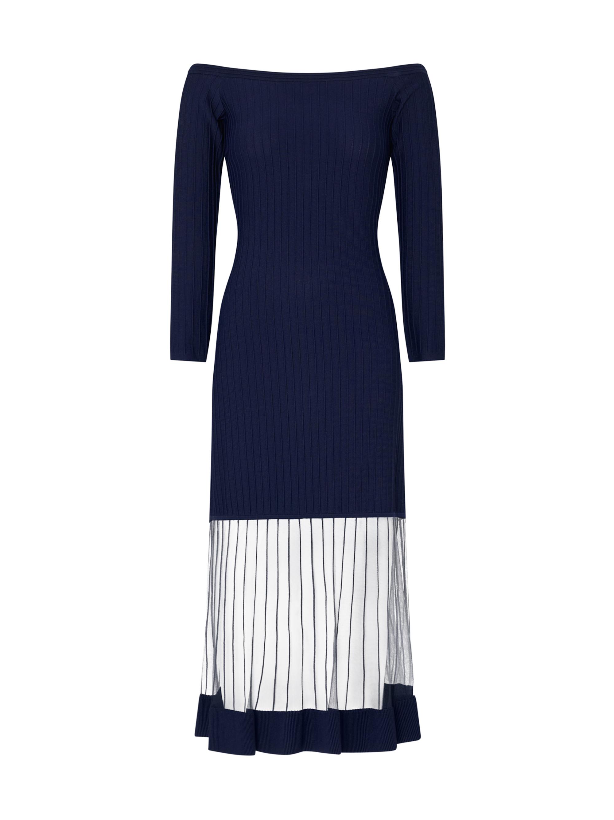 Milly Ots Sheer Knit Off-Shoulder Midi-Dress | Saks Fifth Avenue