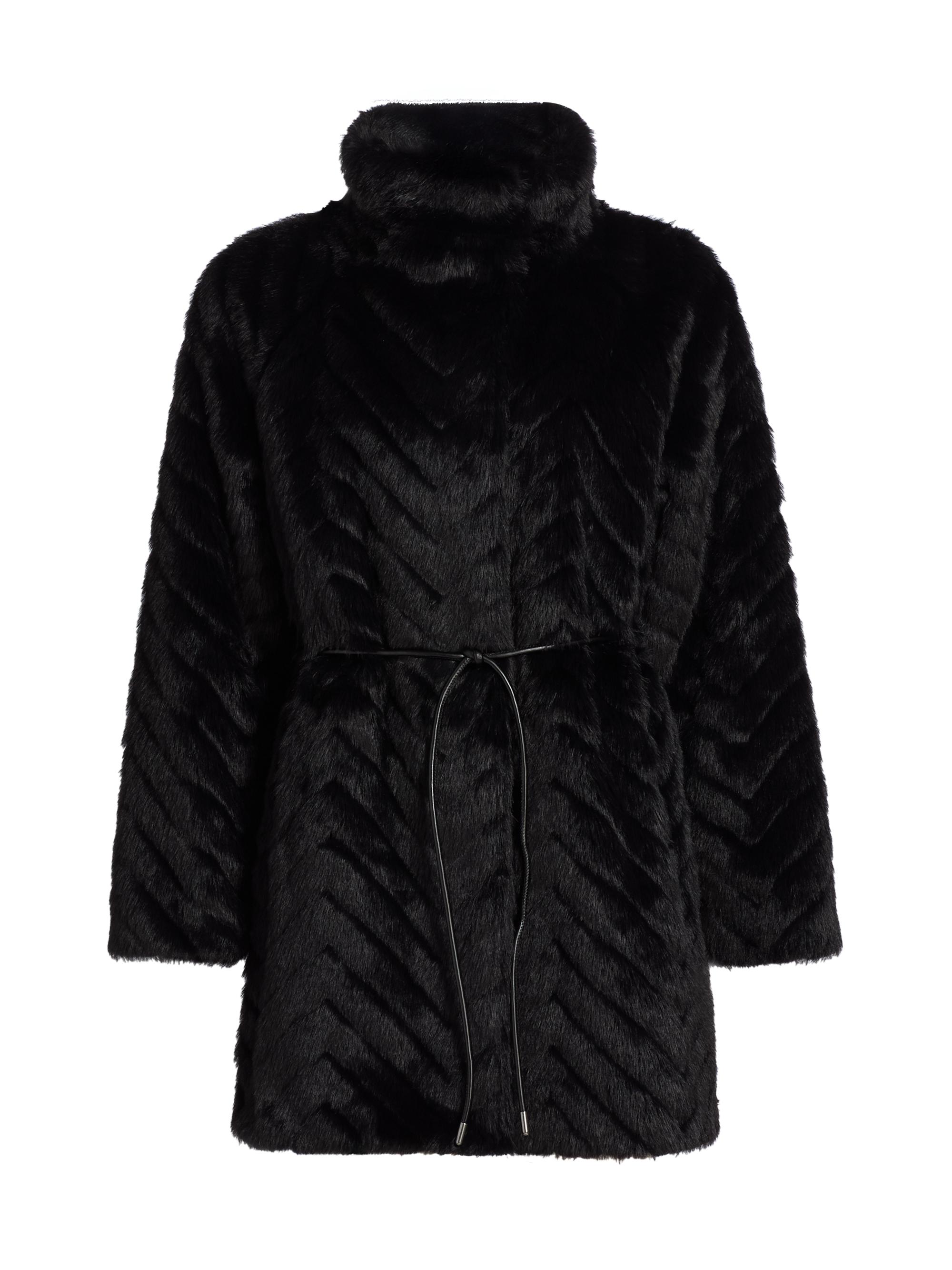 Dayna Chevron Faux-Fur Coat