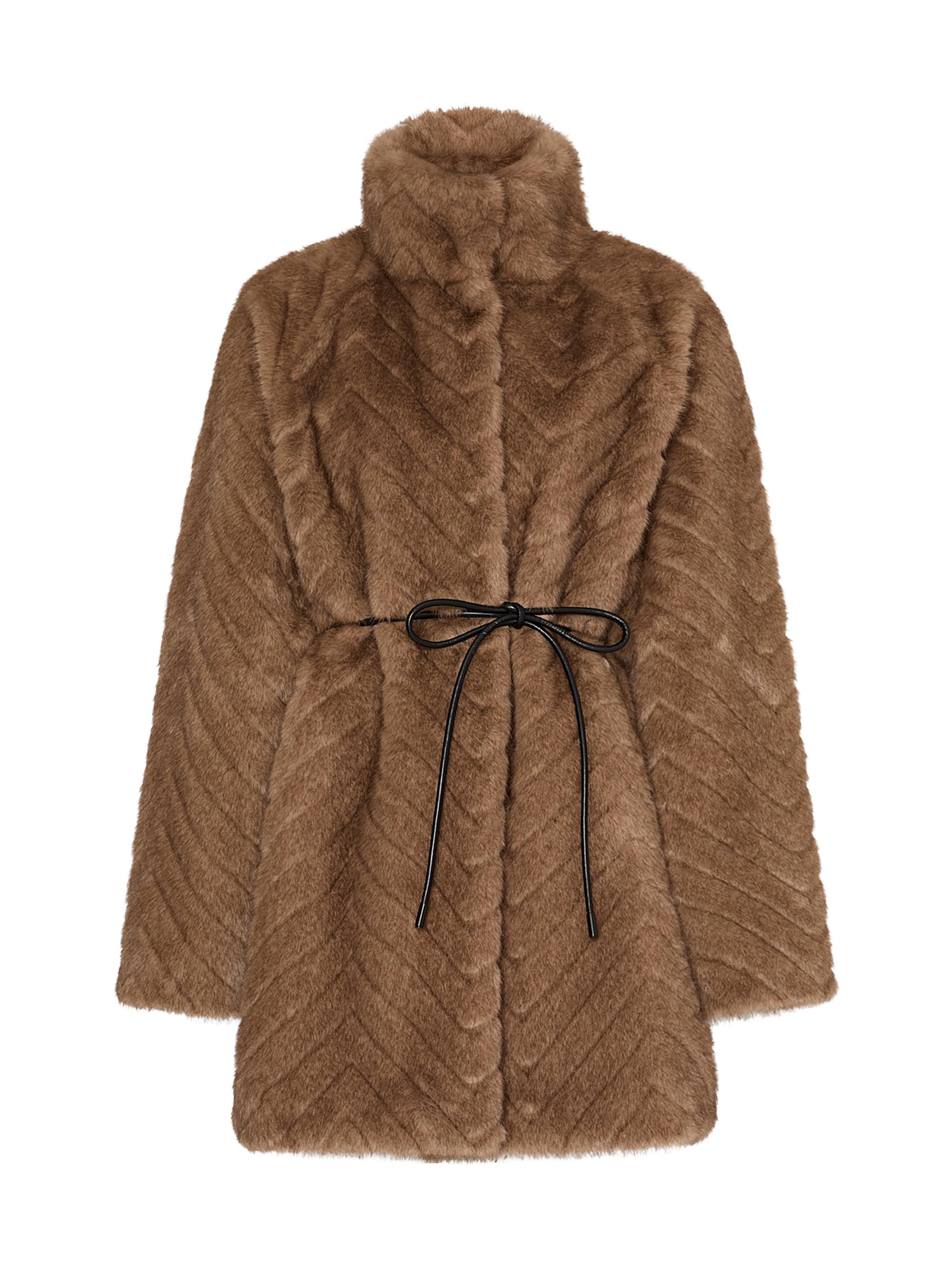 Milly Women's Dayna Chevron Faux-Fur Coat - Brown