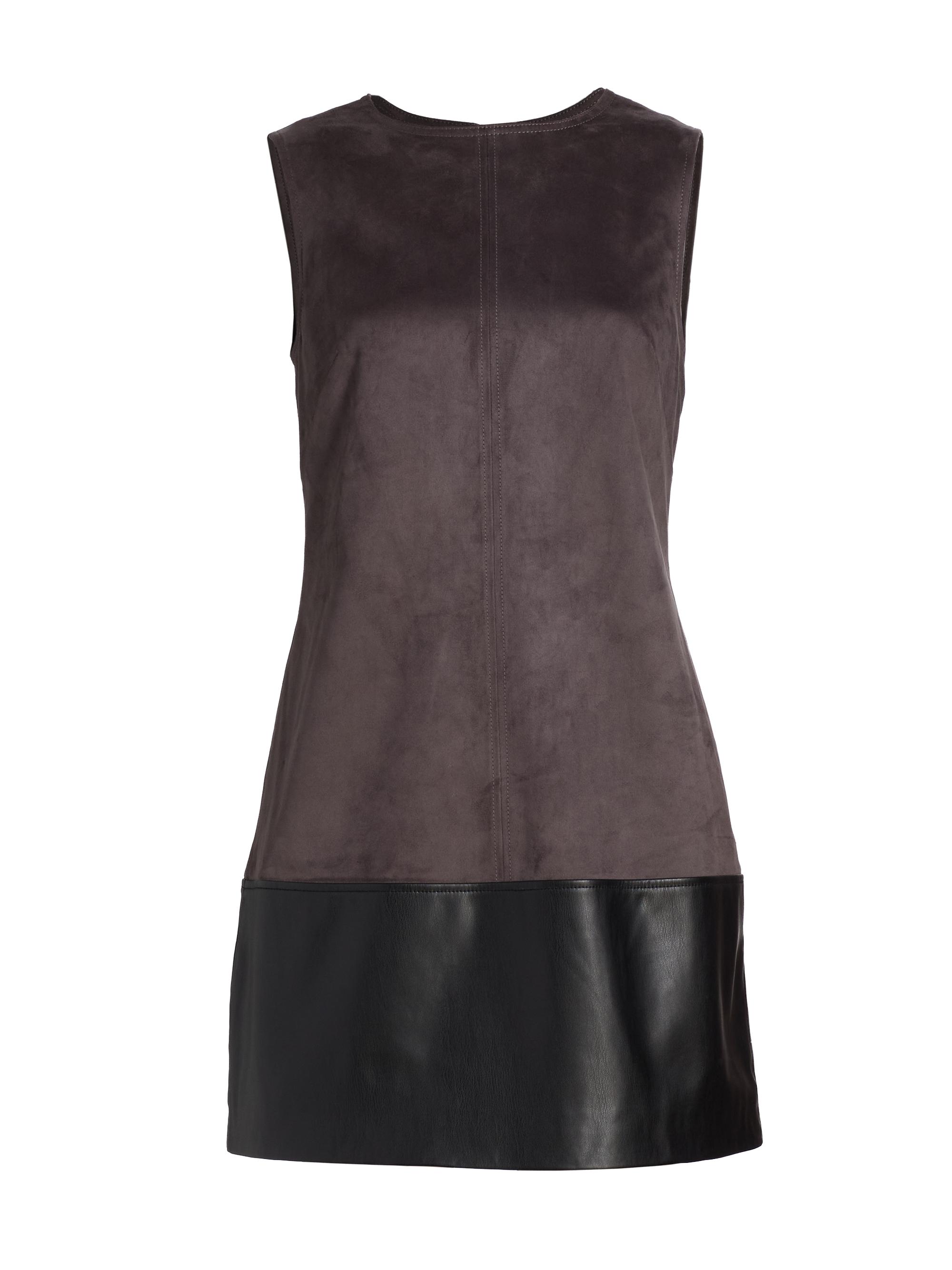 Milly Women's Eve Faux Suede Shift Dress - Charcoal Black