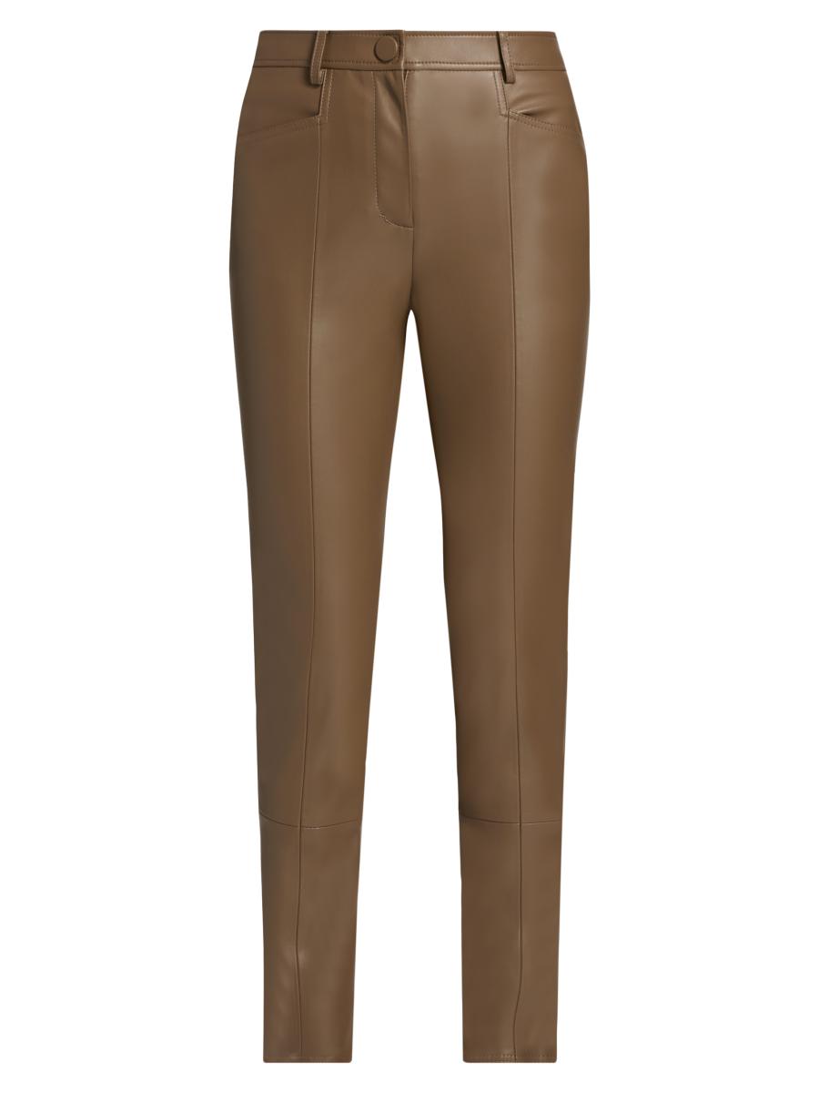 Milly Women's Rue Faux-leather Pants In Brown