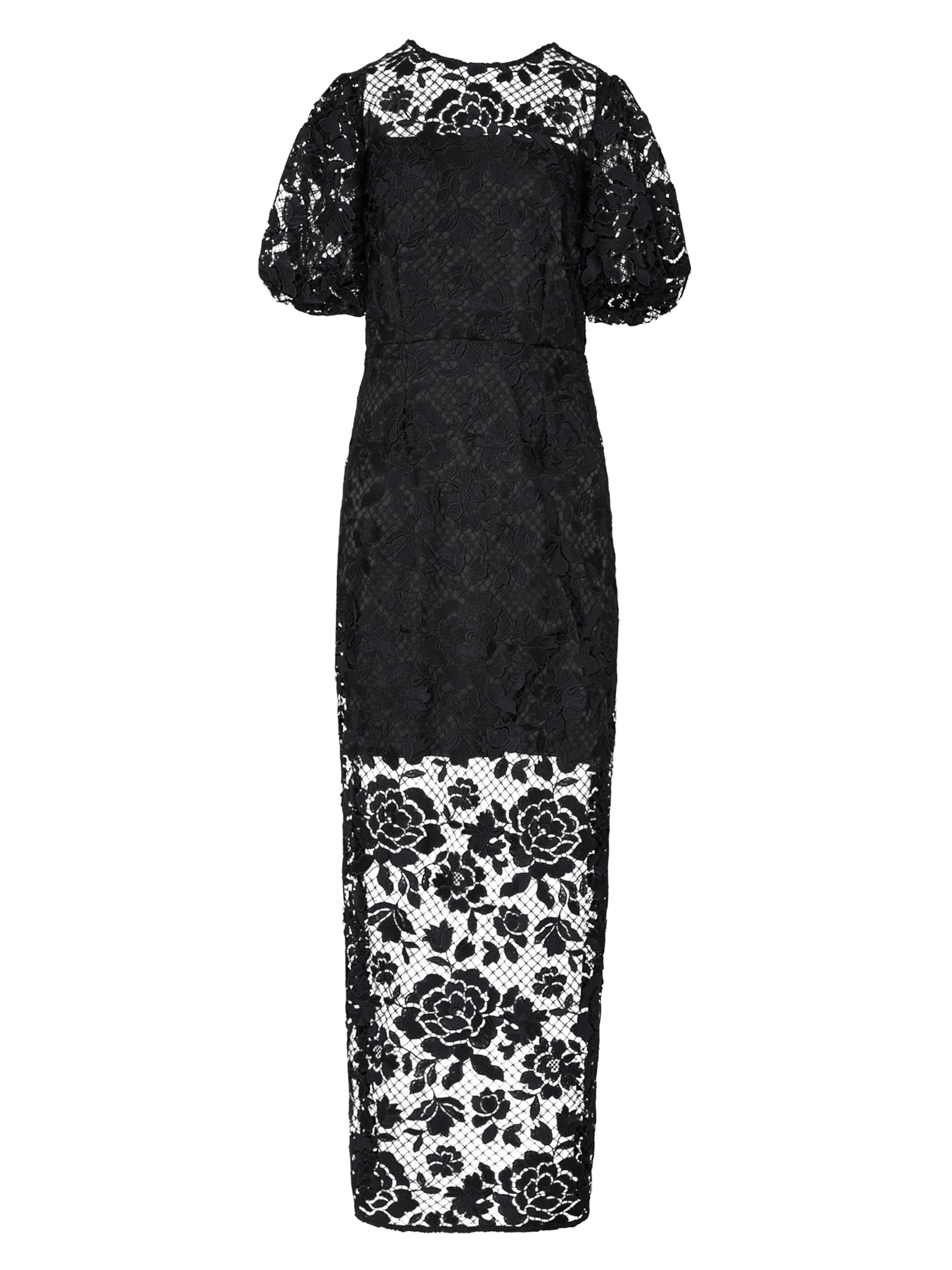 Milly Women's Yasmin Floral Lace Column Maxi Dress - Black