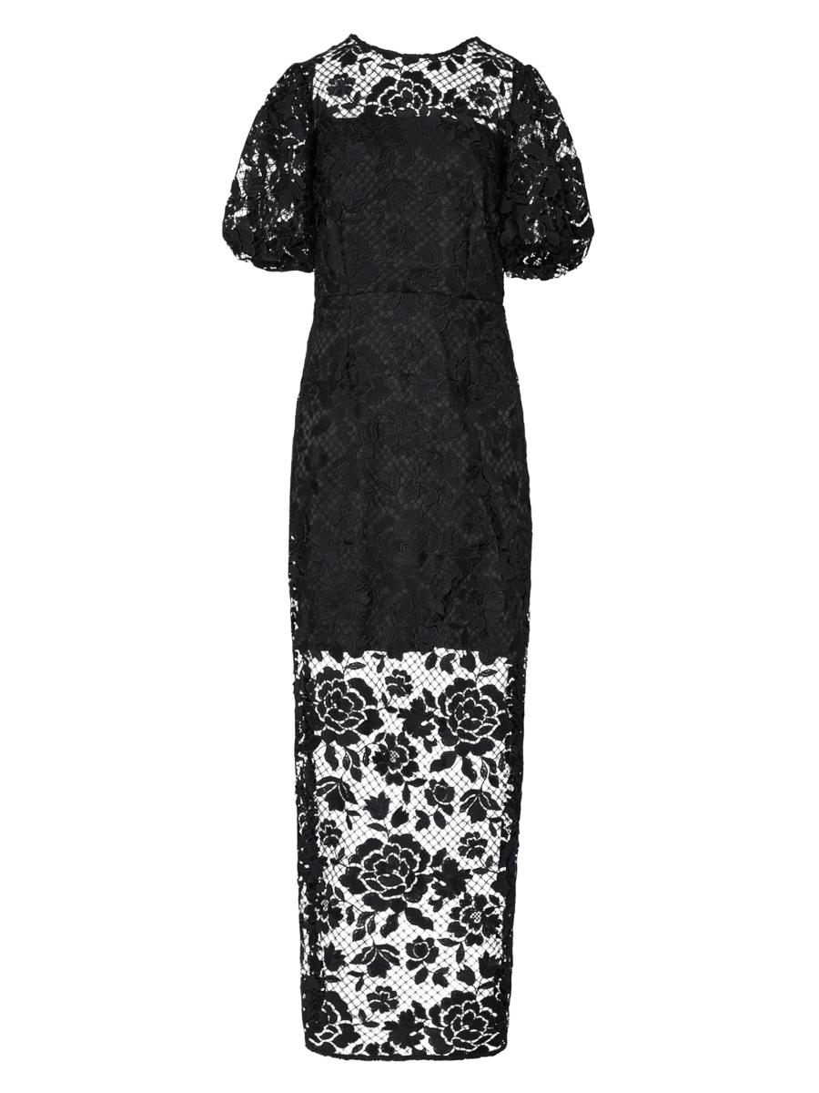 Milly Women's Yasmin Floral Lace Column Maxi Dress In Black