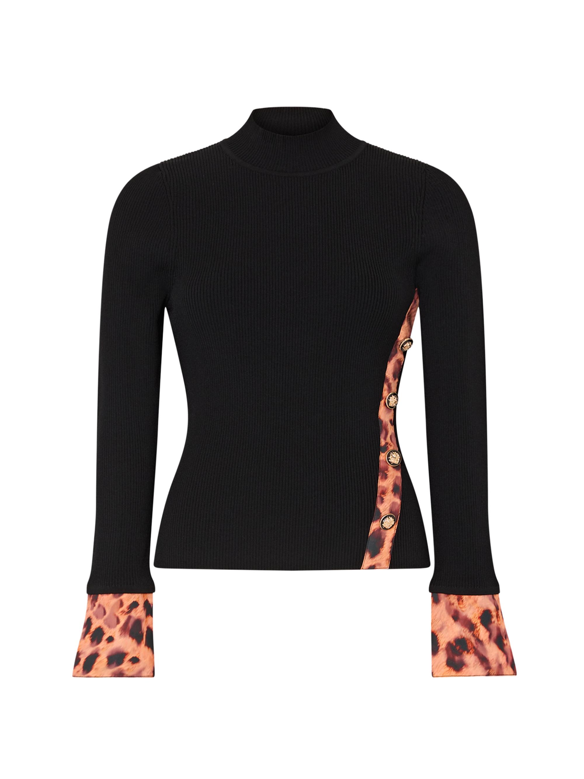 Milly Women's Leopard Rib-Knit Sweater - Black Cheetah
