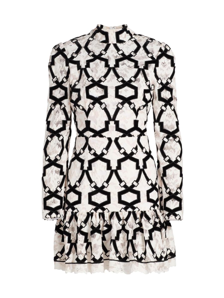 Milly Willa Velvet Flock Lace Minidress | Saks Fifth Avenue