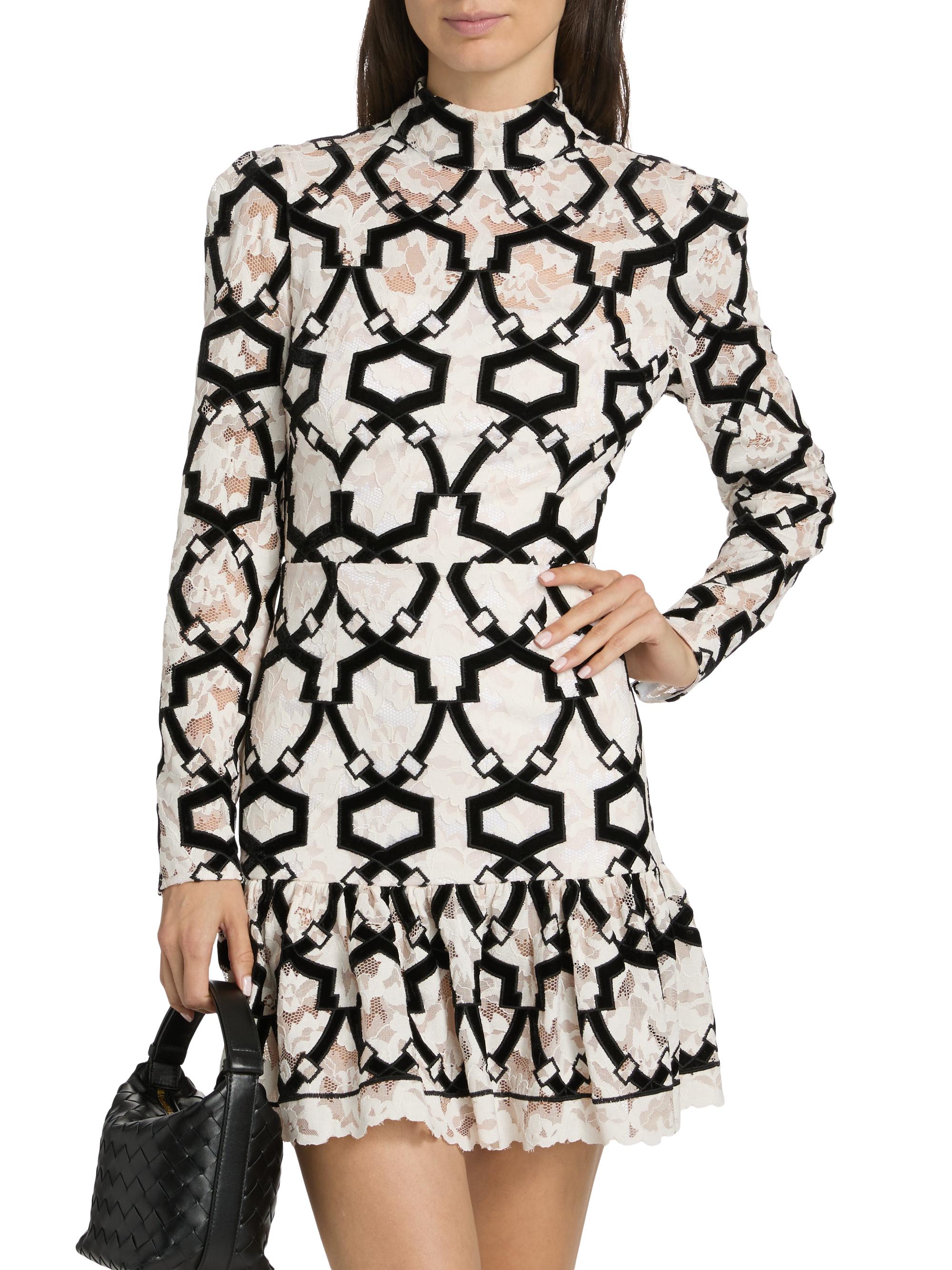 black and white lace midi dress Lace midi dress with a flower 44 (FR) / White/black main image 1