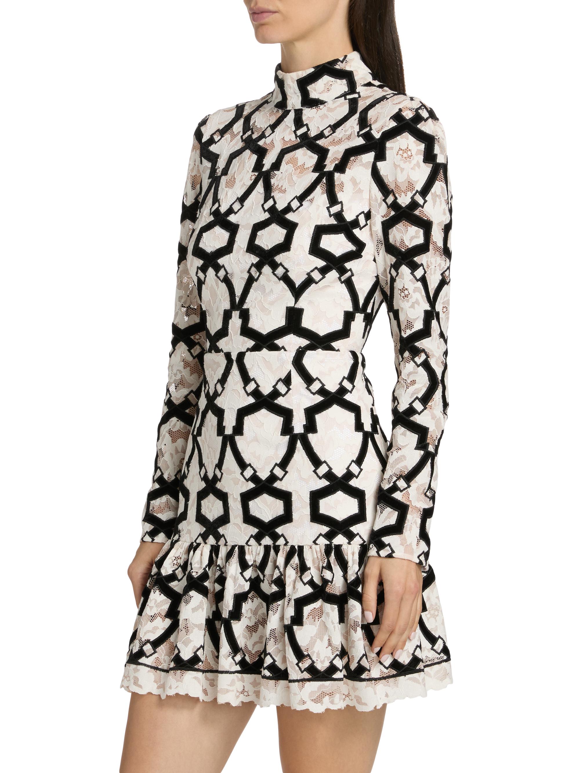 Milly Willa Velvet Flock Lace Minidress | Saks Fifth Avenue