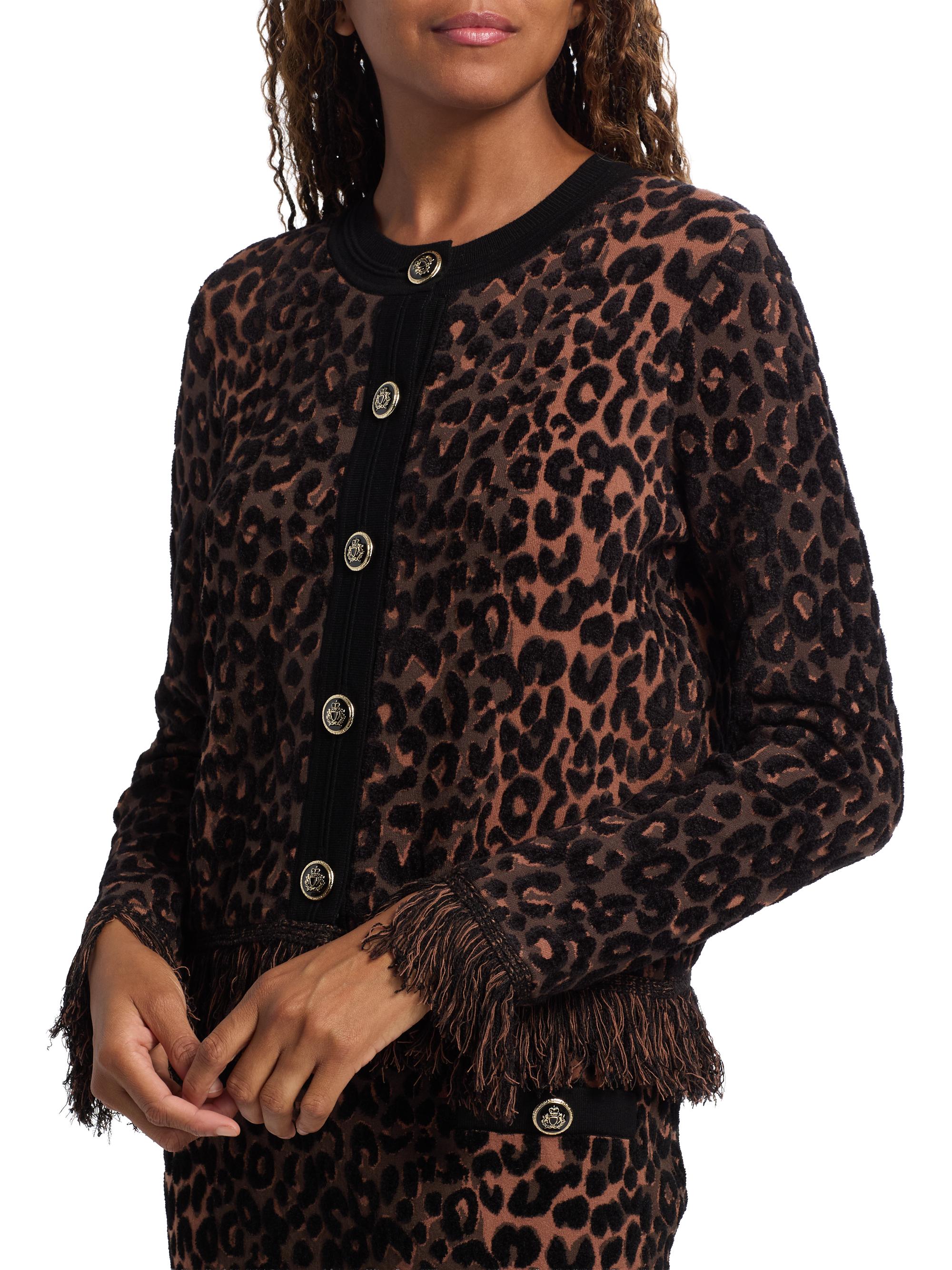 Milly Textured Leopard Fringe Cardigan | Saks Fifth Avenue