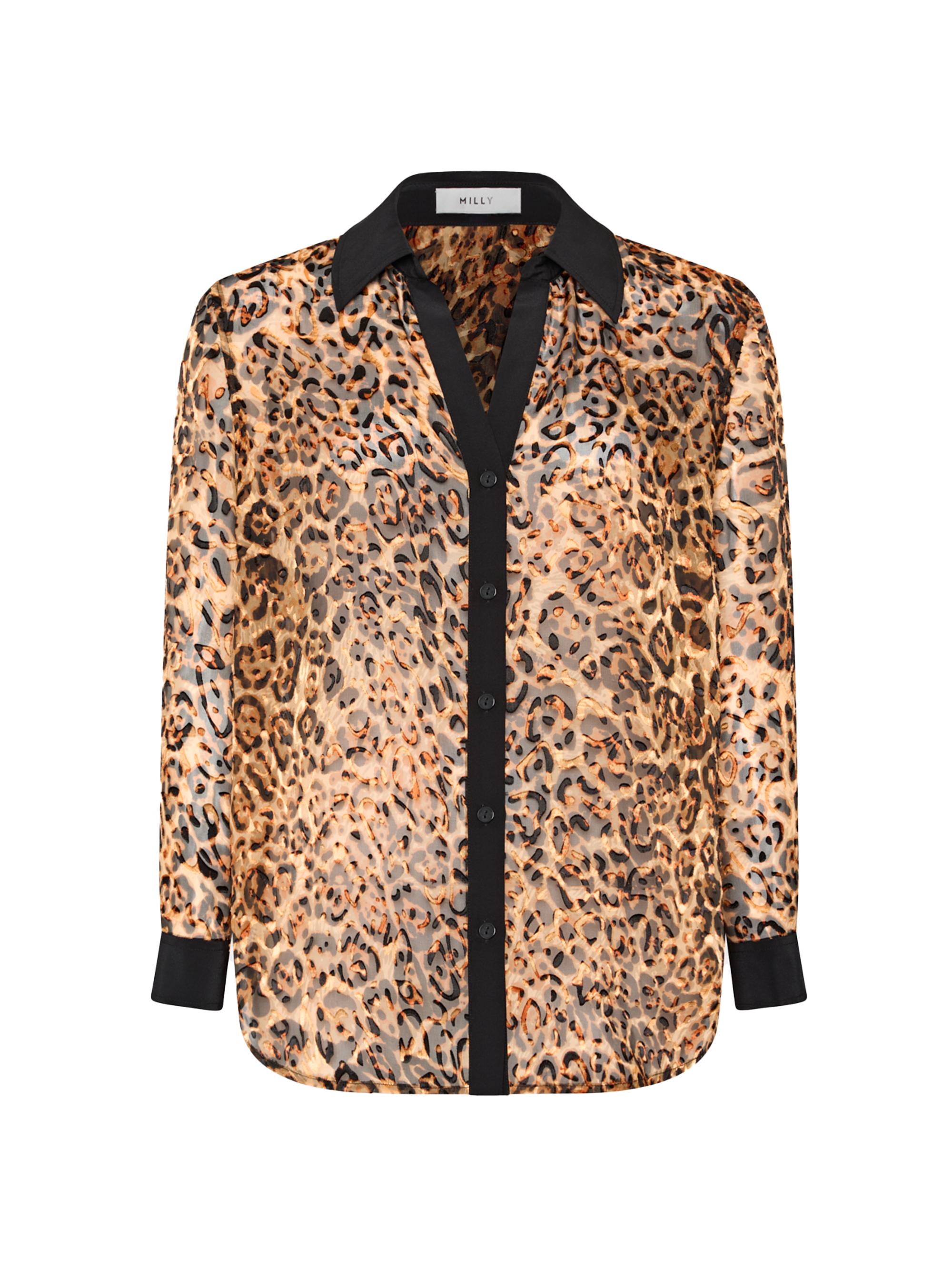 Milly Women's Quincy Leopard Burnout Blouse - Brown Multi