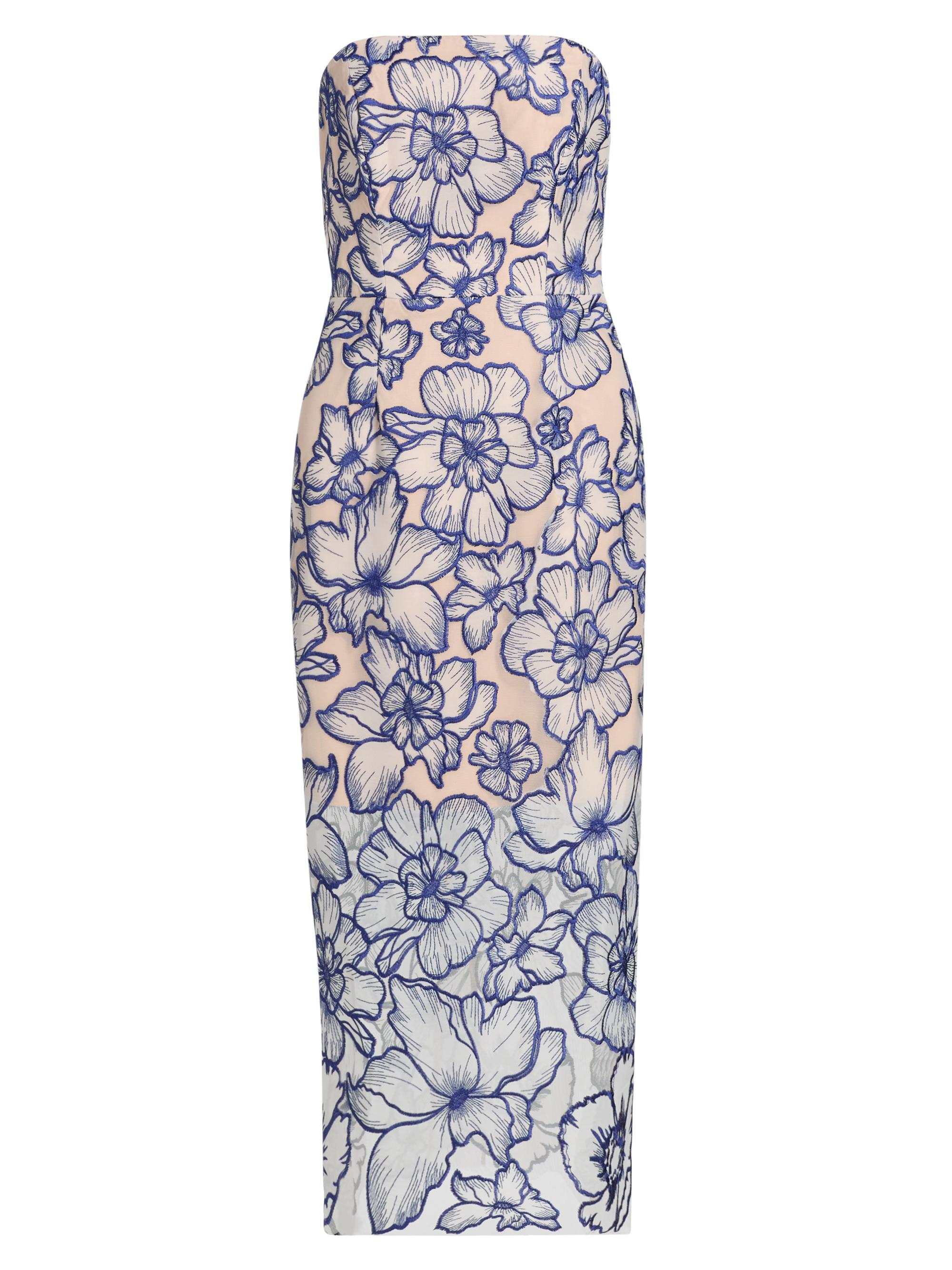 Milly Women's Kait Floral-Embroided Cocktail Dress - Blue White
