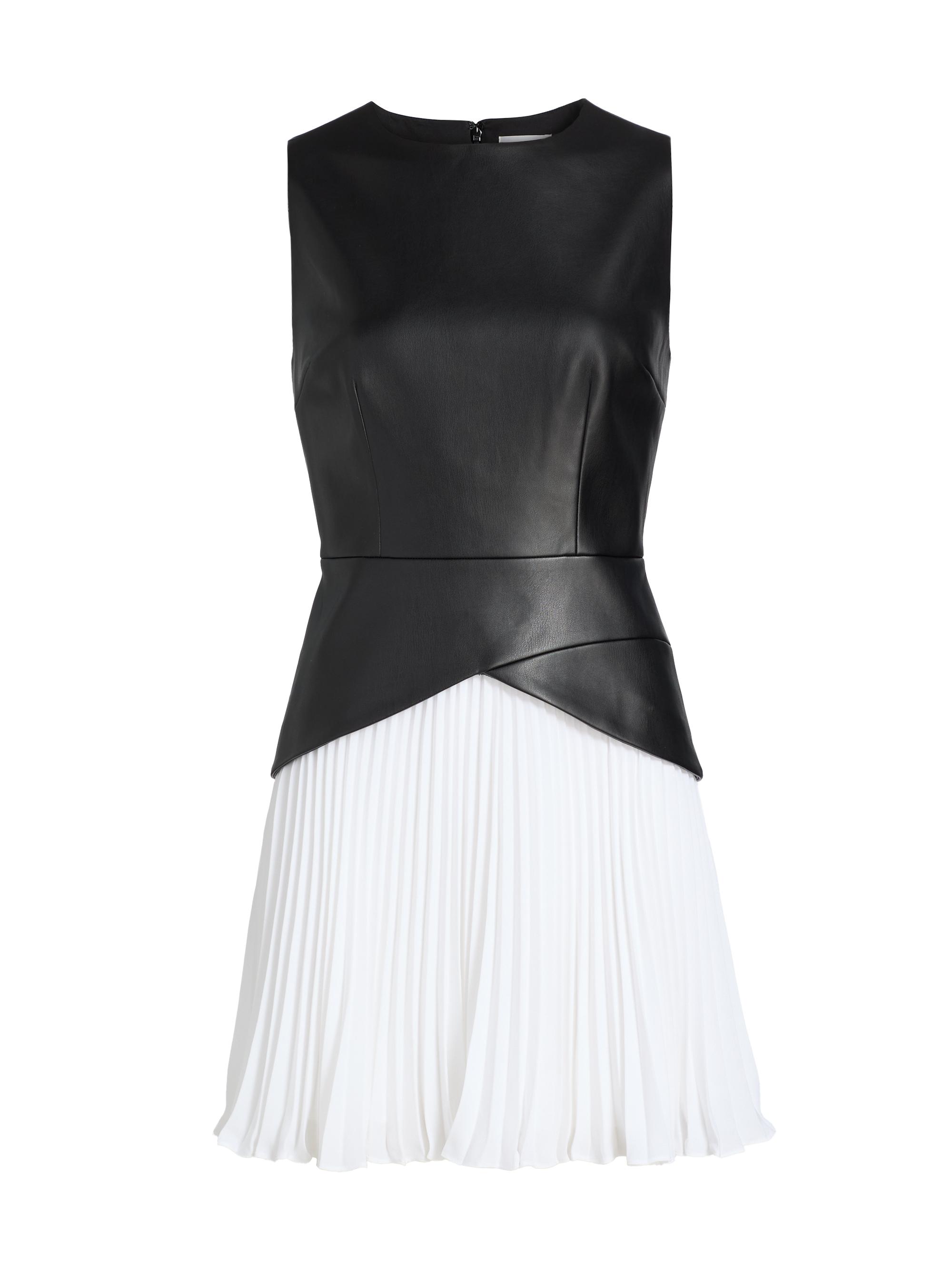 Milly Women's Thea Faux Leather Pleated Combo Minidress - Black White