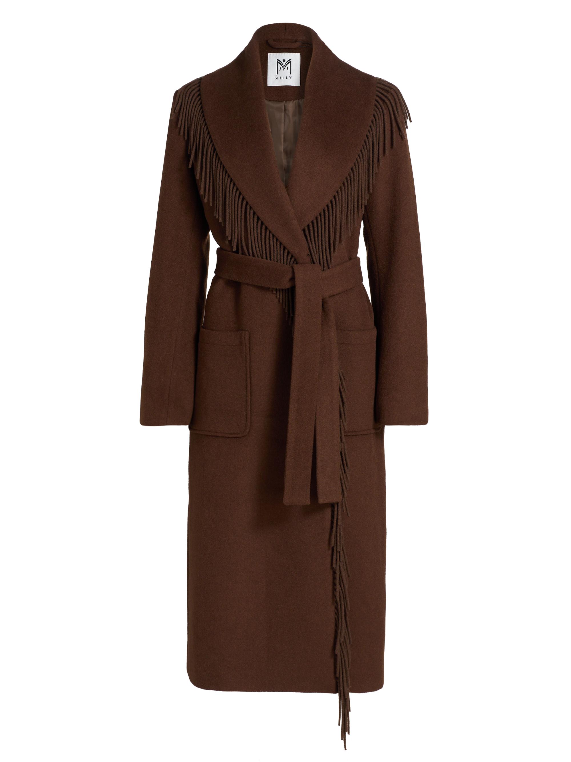 Milly Wool-Blend Faux-Feather-Trim Coat | Saks Fifth Avenue