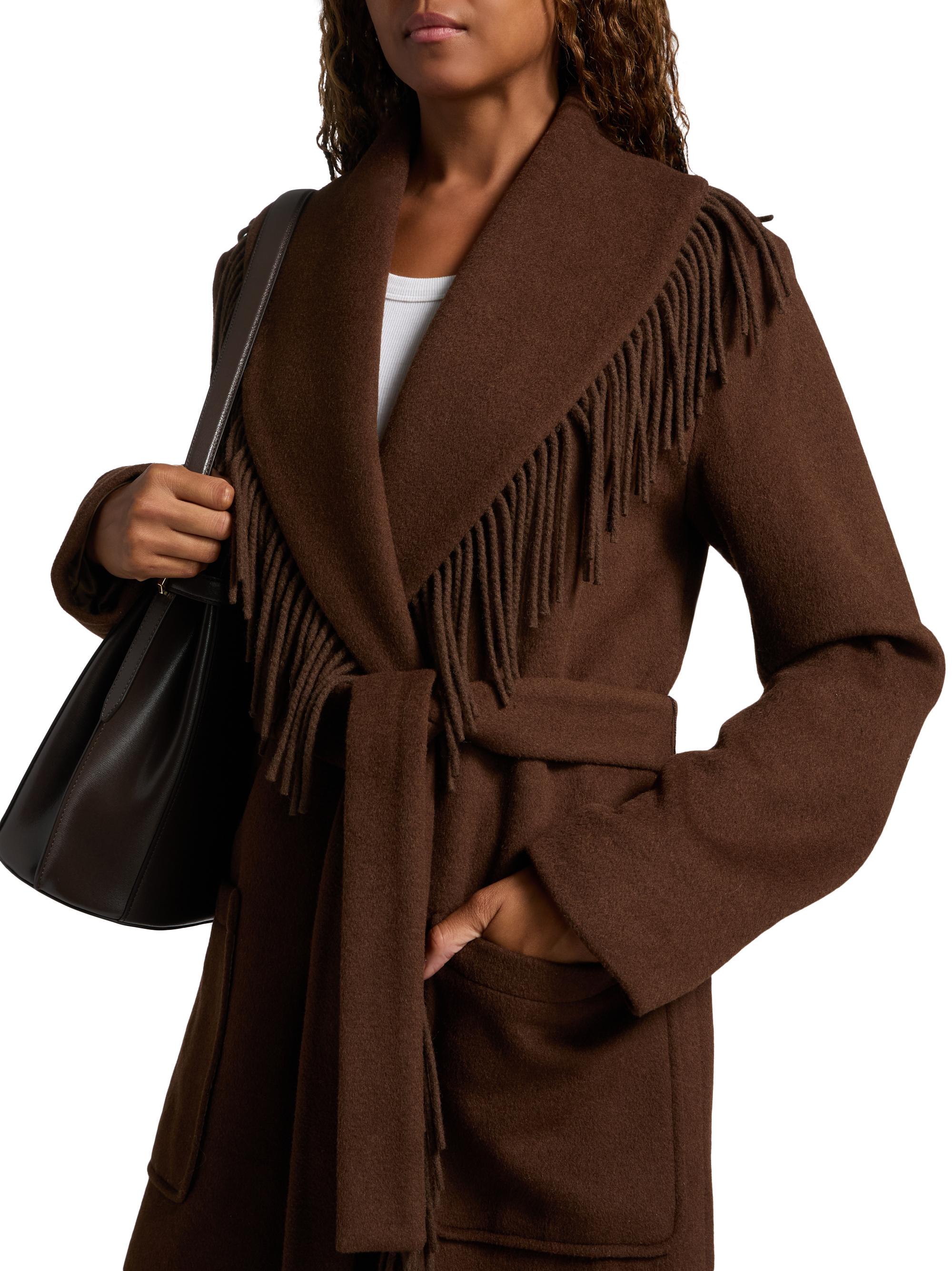 Milly Wyatt Fringed Wool-Blend Overcoat | Saks Fifth Avenue