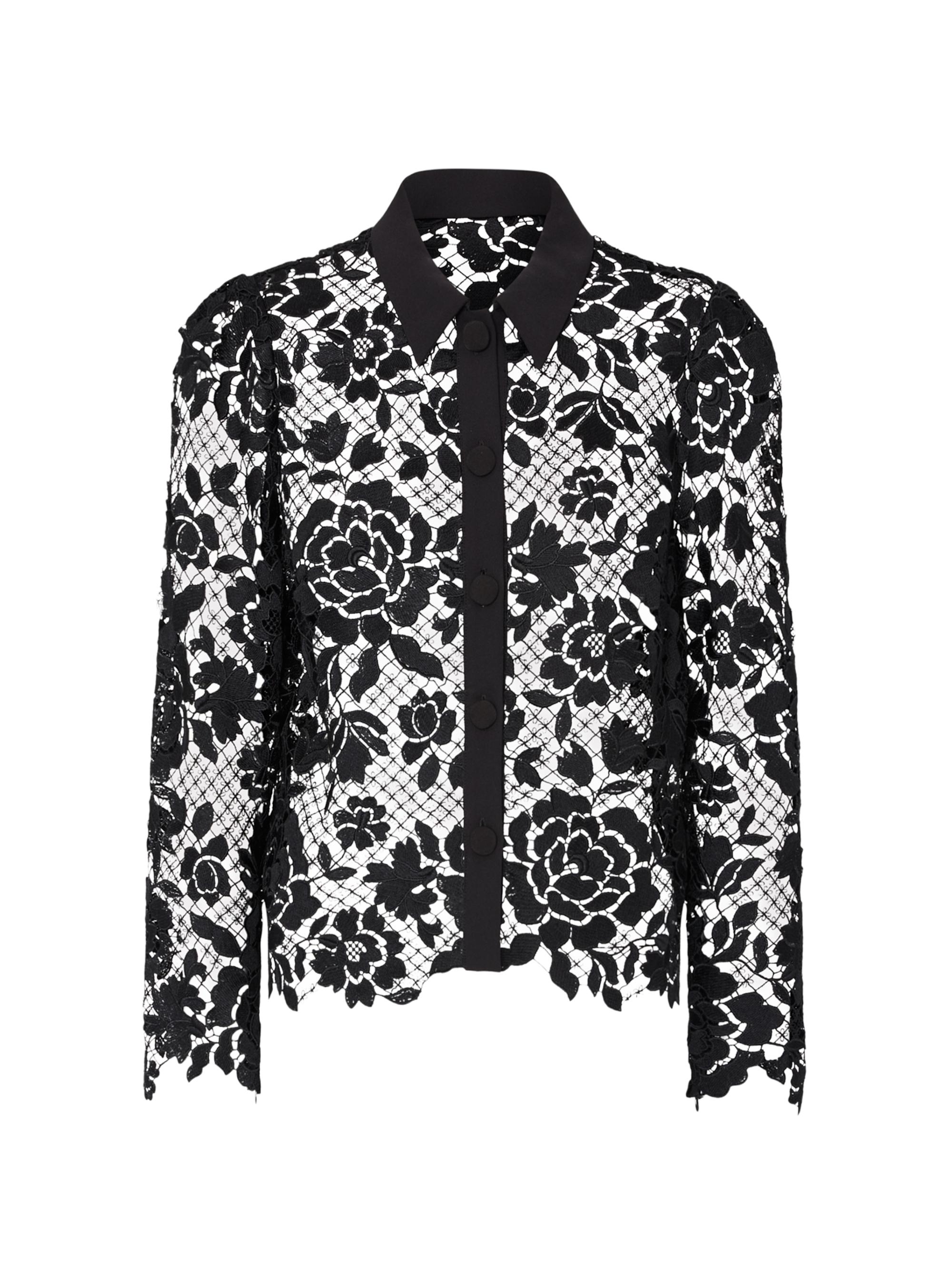 Milly Women's June Floral Lace Button-Front Blouse - Black