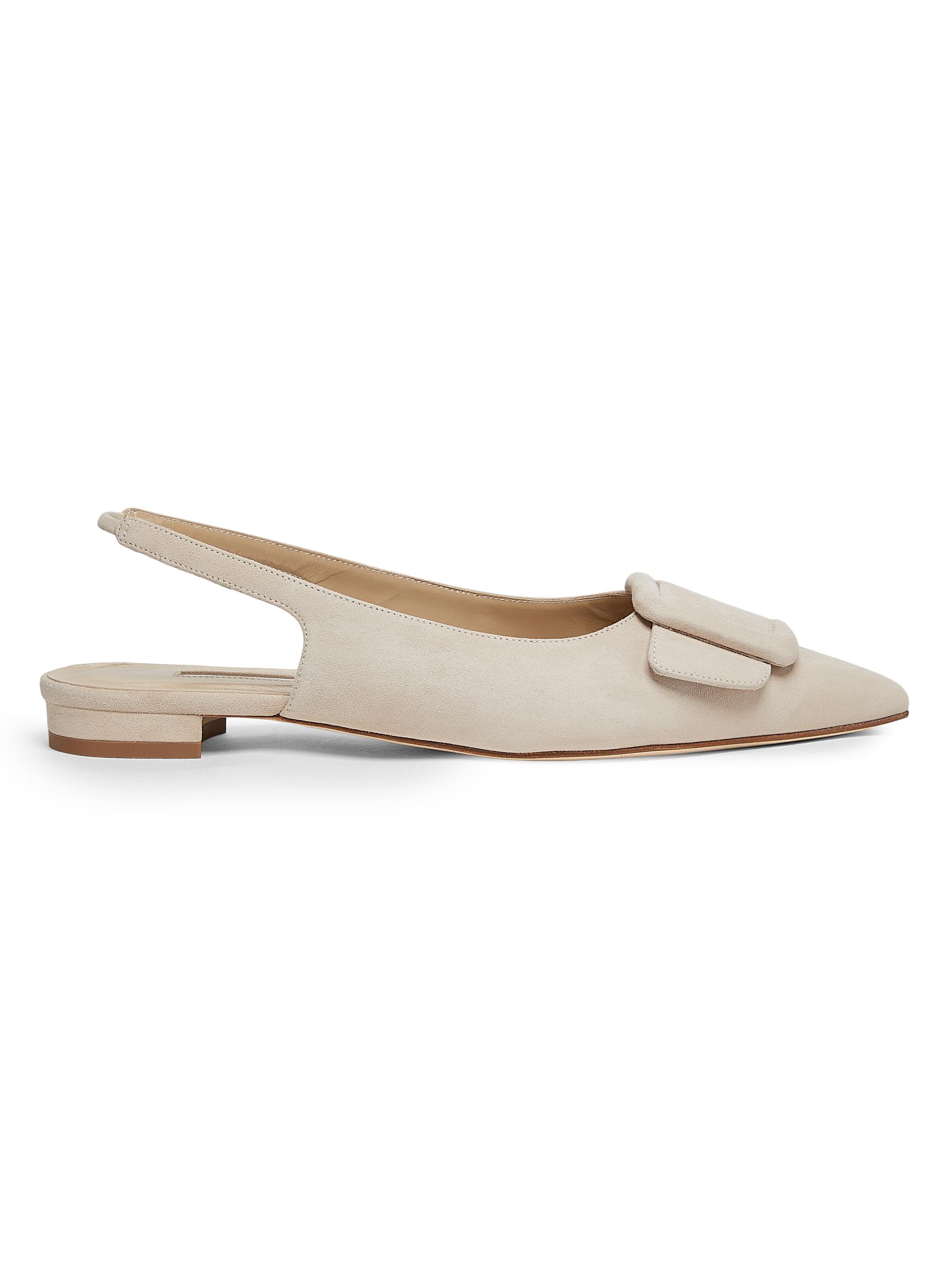 Manolo Blahnik Women's Maylura Suede Slingback Flats - Medium Beige